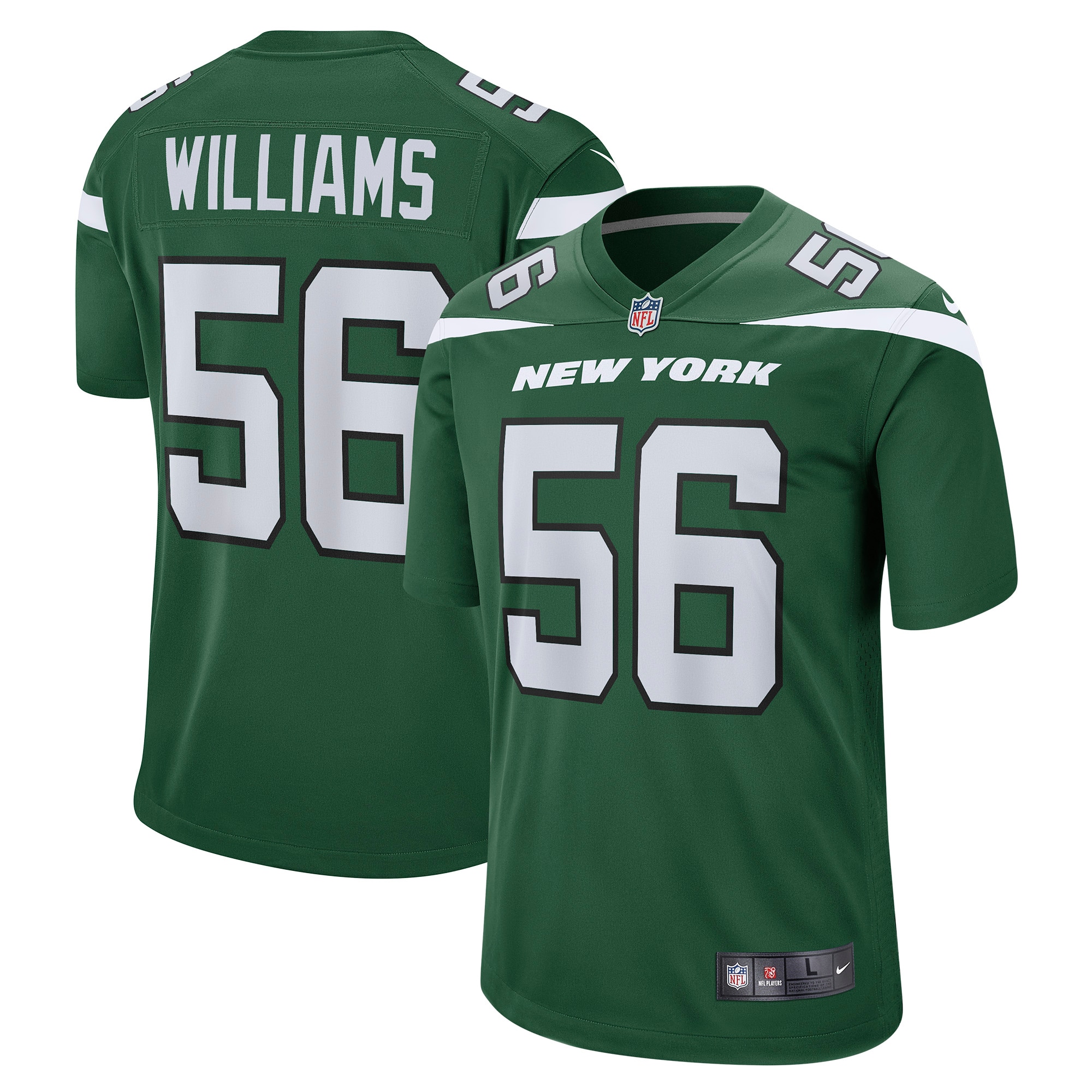 Quincy Williams New York Jets Nike Game Jersey - Gotham Green - PersonalJerseys