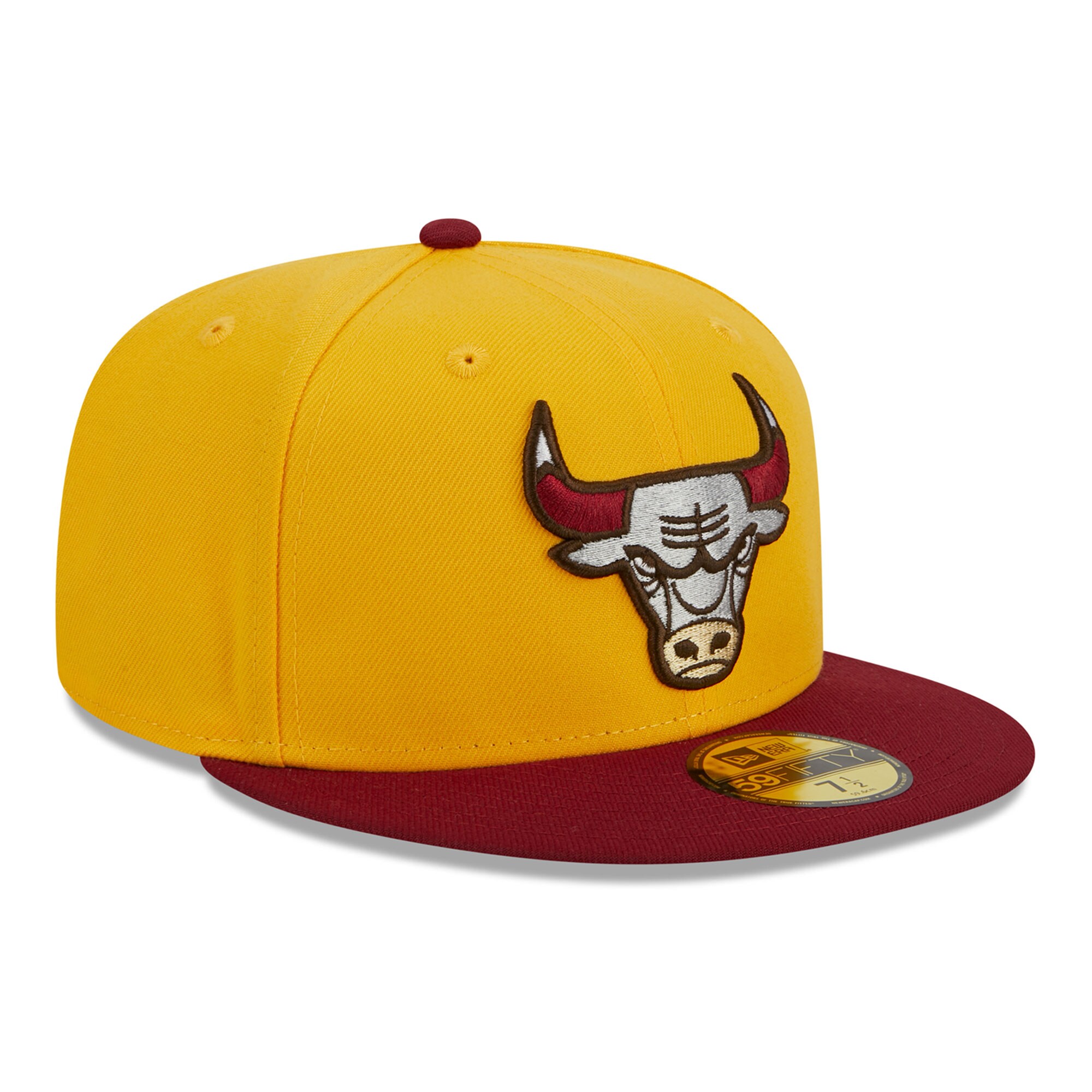 Chicago Bulls New Era Fall Leaves 2-Tone 59FIFTY Fitted Hat - Yellow/Red - PersonalJerseys
