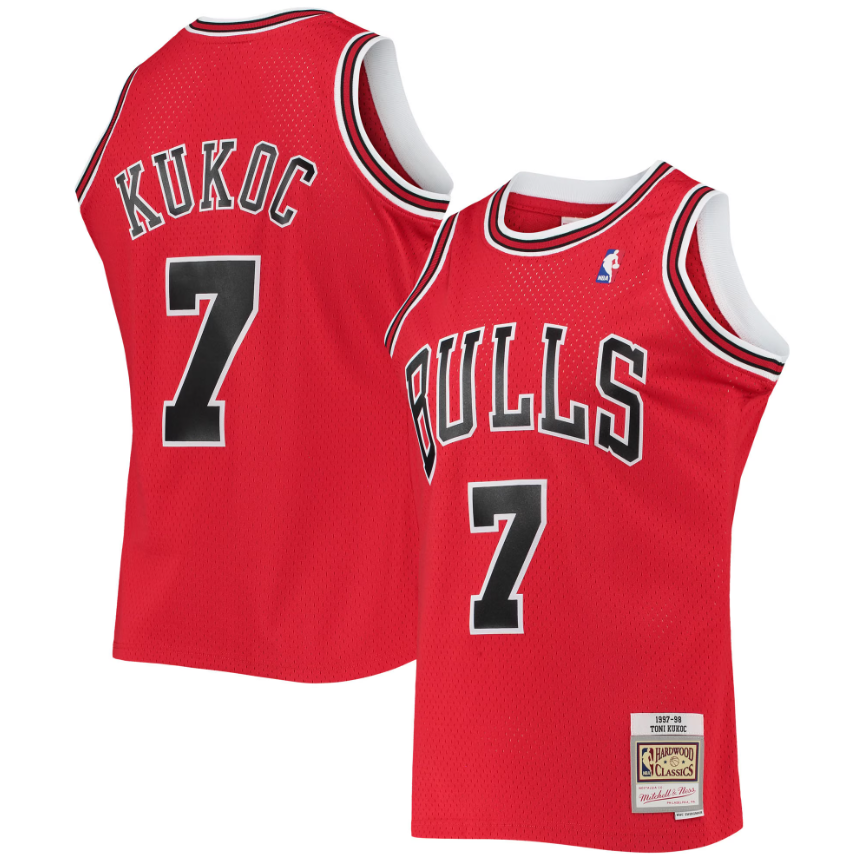 Mens Chicago Bulls Toni Kukoc Mitchell &Ness Red 1997-98 Hardwood Classics Swingman Jersey - PersonalJerseys