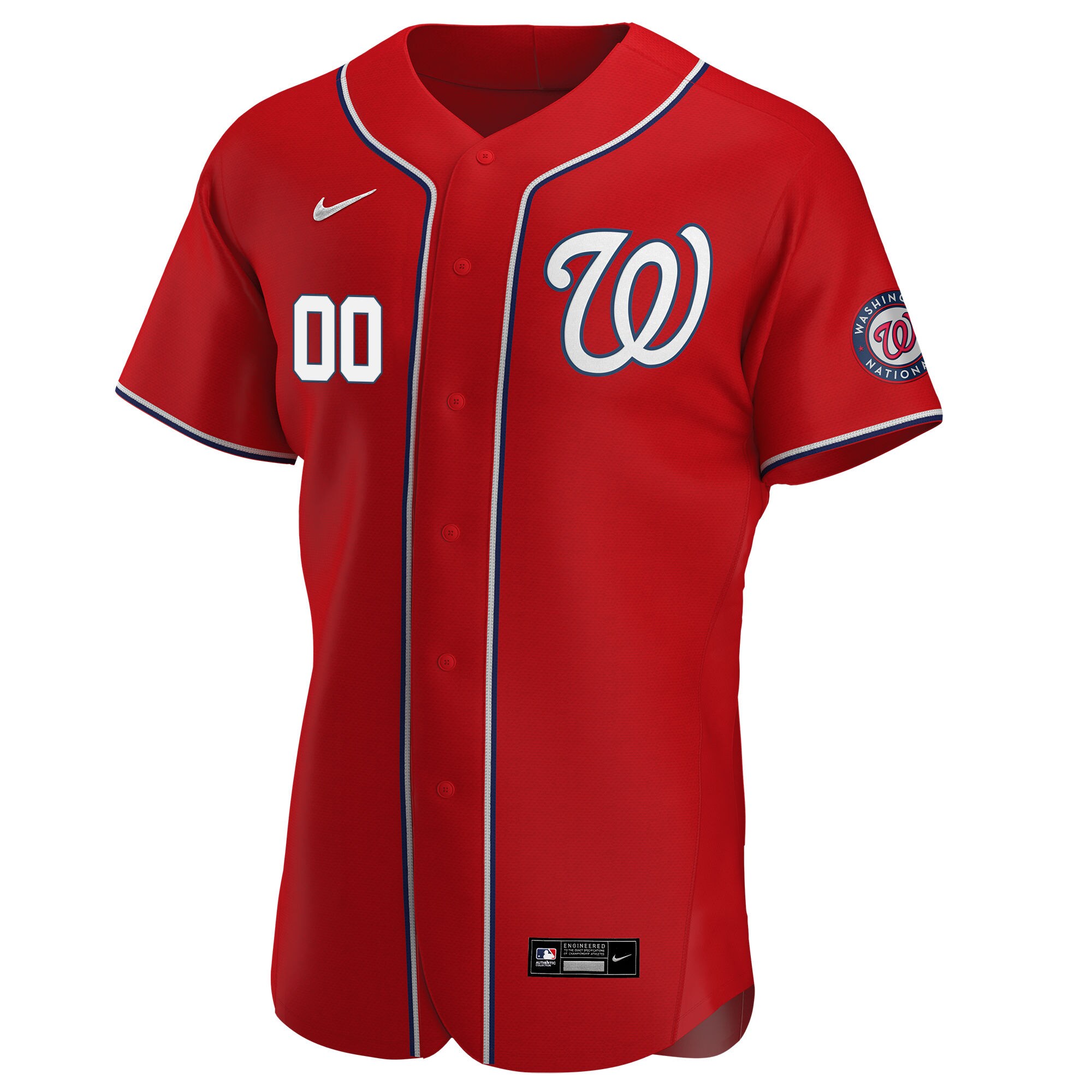 Washington Nationals Nike Alternate Authentic Custom Patch Jersey - Scarlet - PersonalJerseys