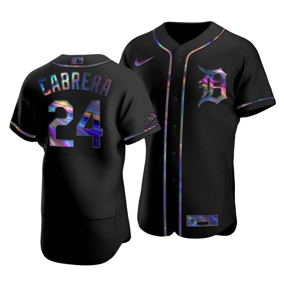 Detroit Tigers Miguel Cabrera #24 Iridescent Logo Holographic Limited Jersey Blac - Friend Lounge Store - Shop for All Things Jerseys Sports - PersonalJerseys