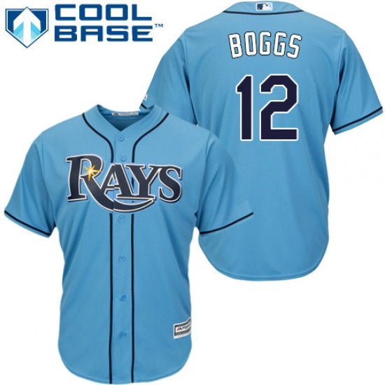 Men's Tampa Bay Rays #12 Wade Boggs Replica Cool Base MLB Jersey Light Blue - PersonalJerseys