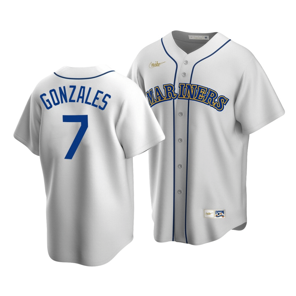 Men's Seattle Mariners Marco Gonzales #7 Cooperstown Collection White Home Jersey - Friend Lounge Store - Shop for All Things Jerseys Sports - PersonalJerseys