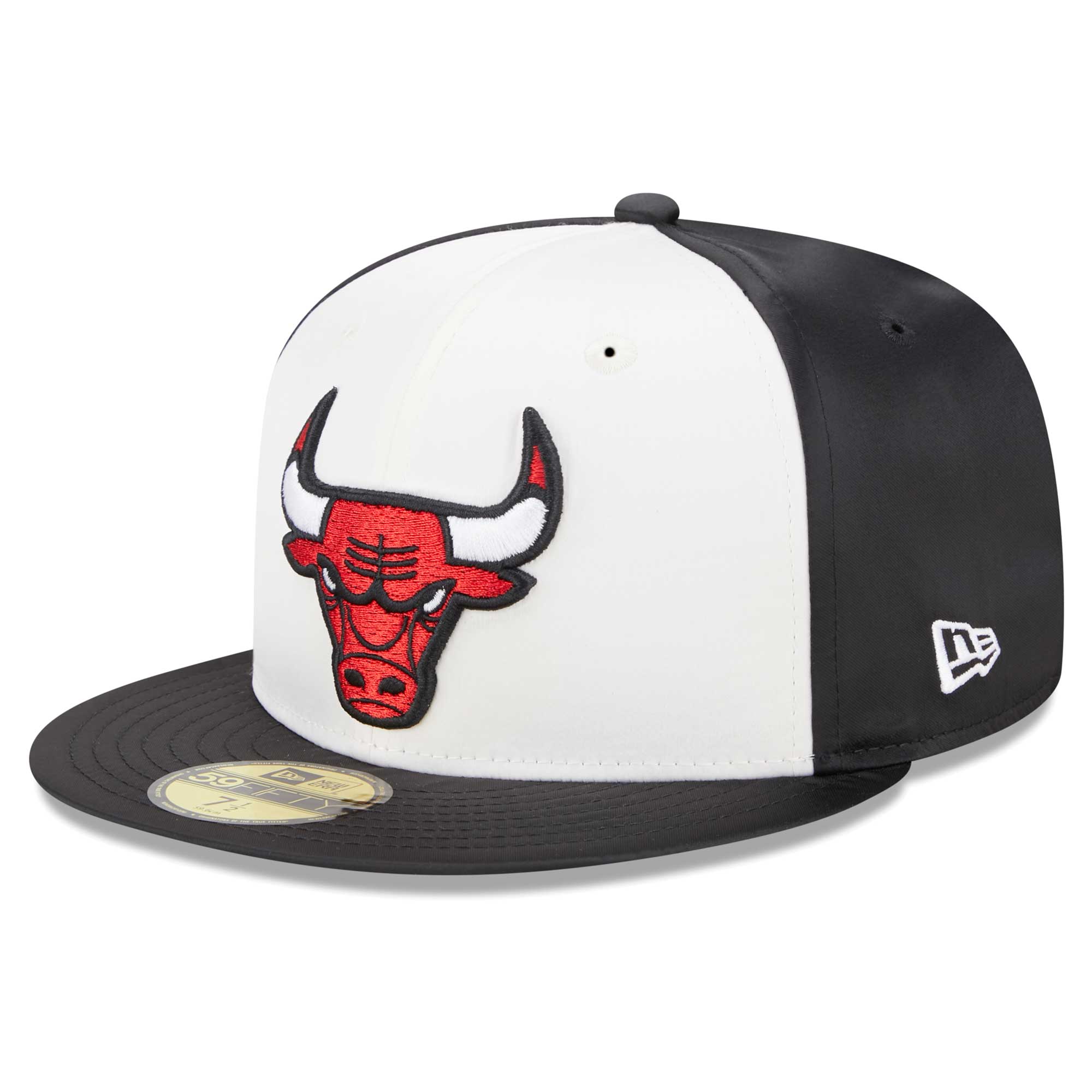 Chicago Bulls New Era Throwback Satin 59FIFTY Fitted Hat - White - PersonalJerseys