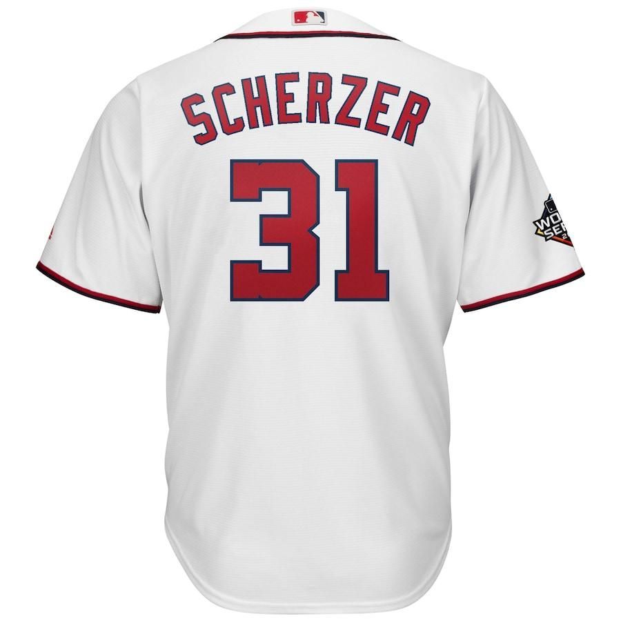 Max Scherzer Washington Nationals Majestic 2019 World Series Bound Official Cool Base Player Jersey - White - Friend Lounge Store - Shop for All Things Jerseys Sports - PersonalJerseys