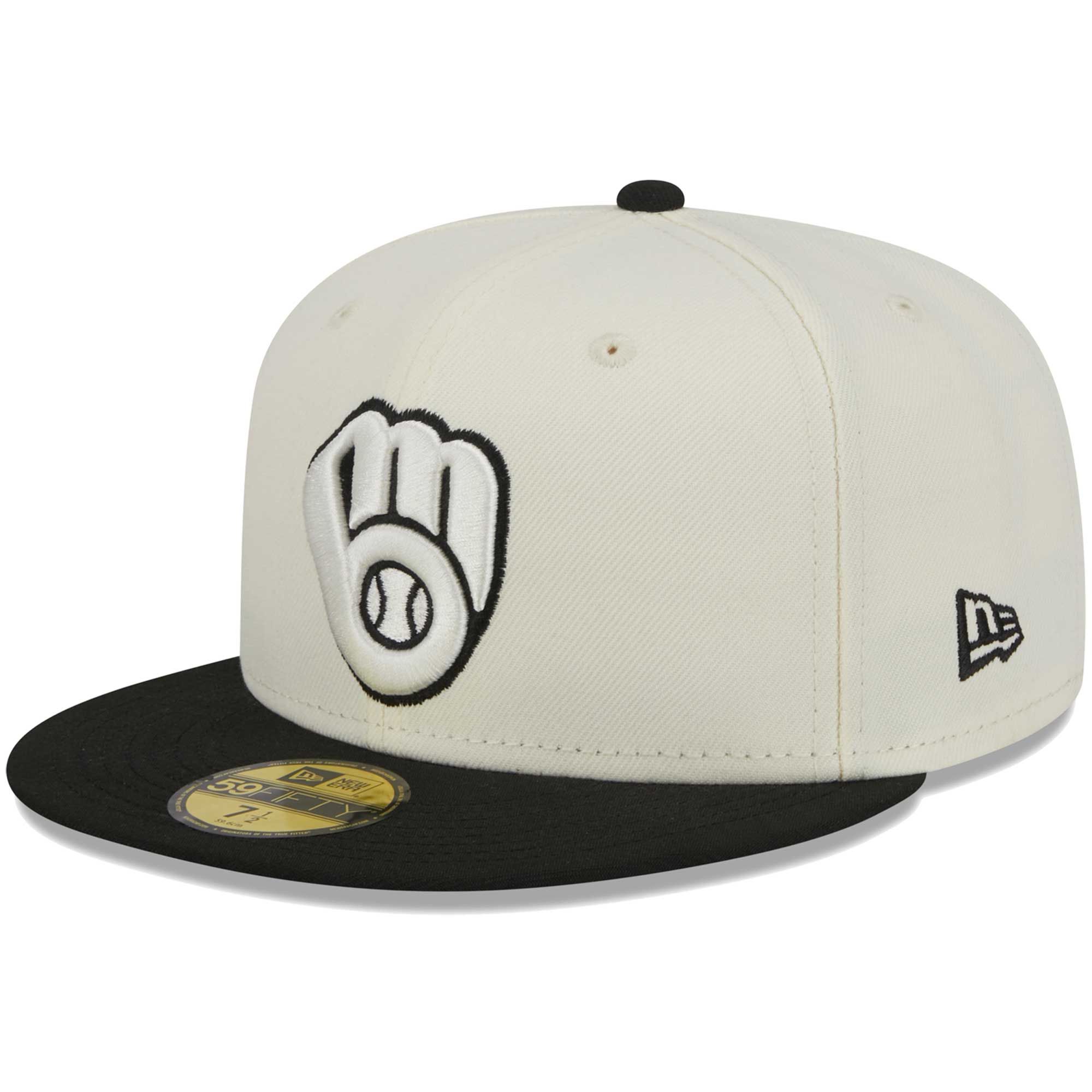 Milwaukee Brewers New Era Chrome 59FIFTY Fitted Hat - Stone/Black - PersonalJerseys