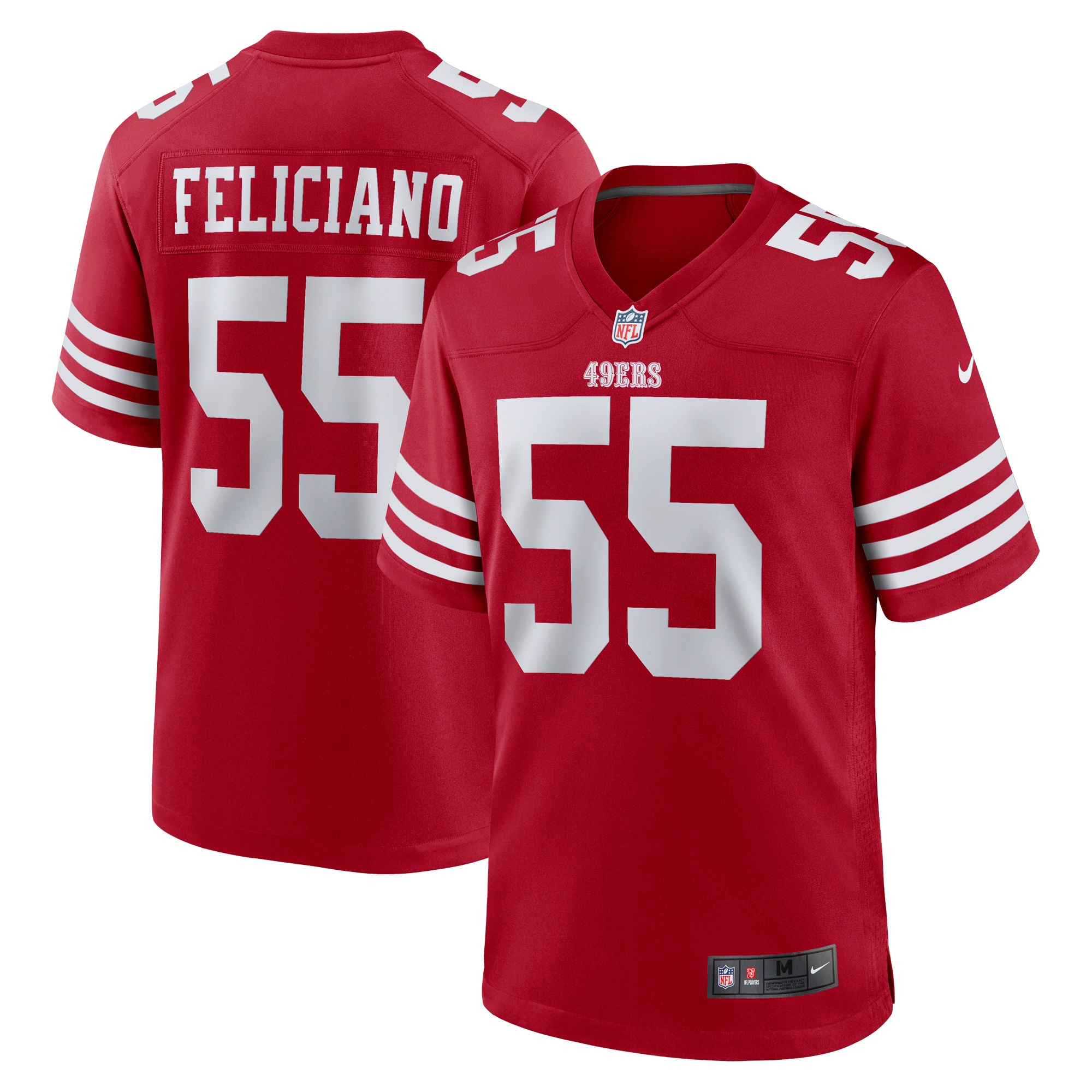 San Francisco 49ers Jon Feliciano Scarlet Game Player Jersey for Youth Women Men - Friend Lounge Store - Shop for All Things Jerseys Sports - PersonalJerseys