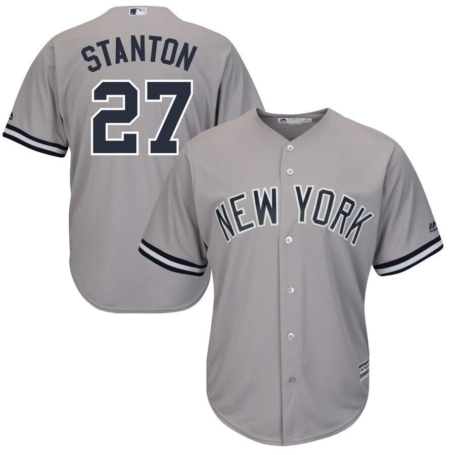Giancarlo Stanton New York Yankees Majestic Cool Base Player Jersey - Gray - Friend Lounge Store - Shop for All Things Jerseys Sports - PersonalJerseys