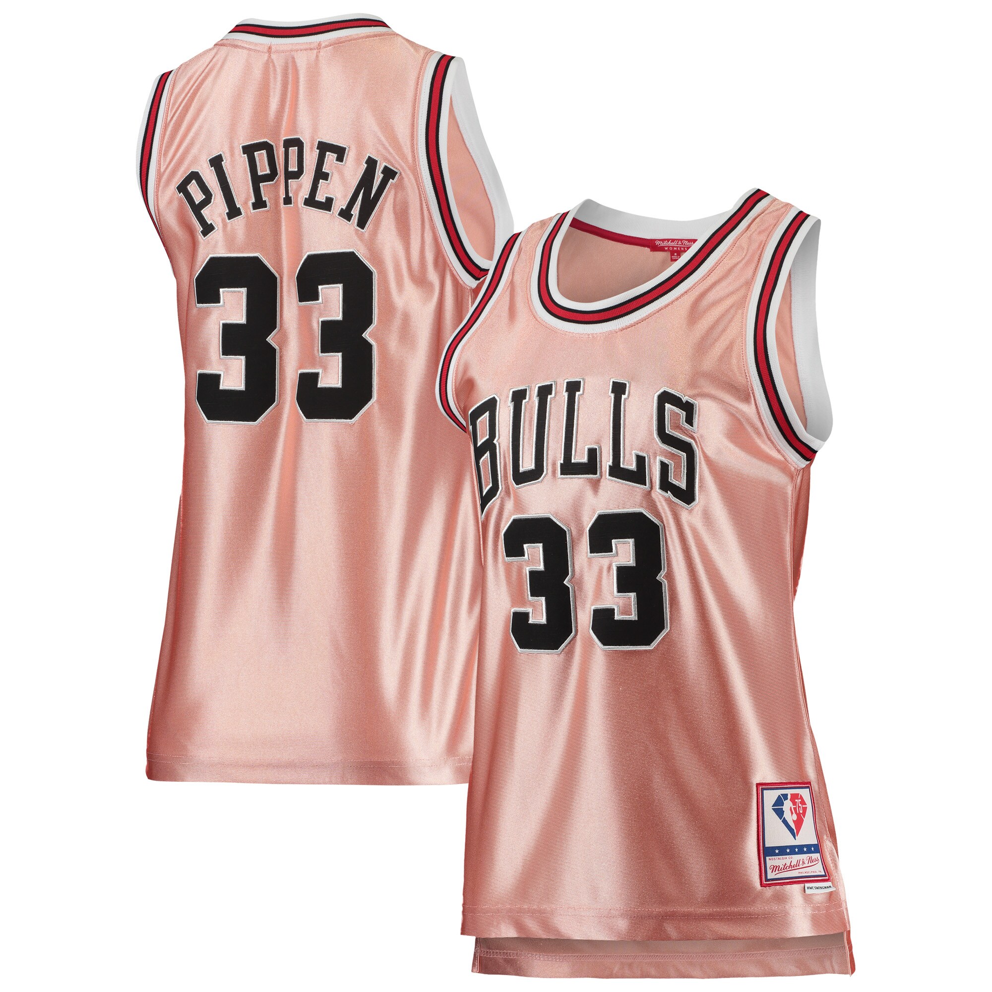 Scottie Pippen Chicago Bulls Mitchell &Ness Women's 75th Anniversary Rose Gold 1997 Swingman Jersey - Pink - PersonalJerseys