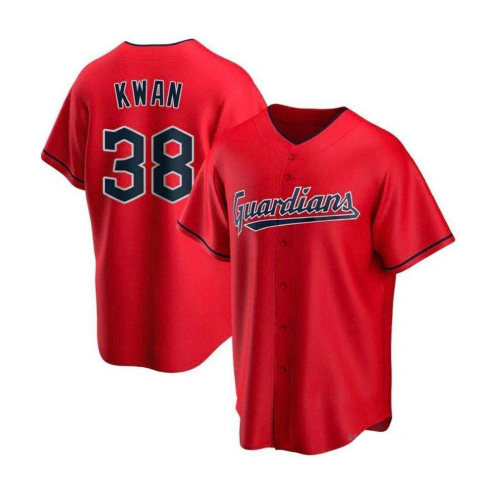 Men's Cleveland Guardians Steven Kwan Cool Base Replica Alternate Jersey - Red - PersonalJerseys