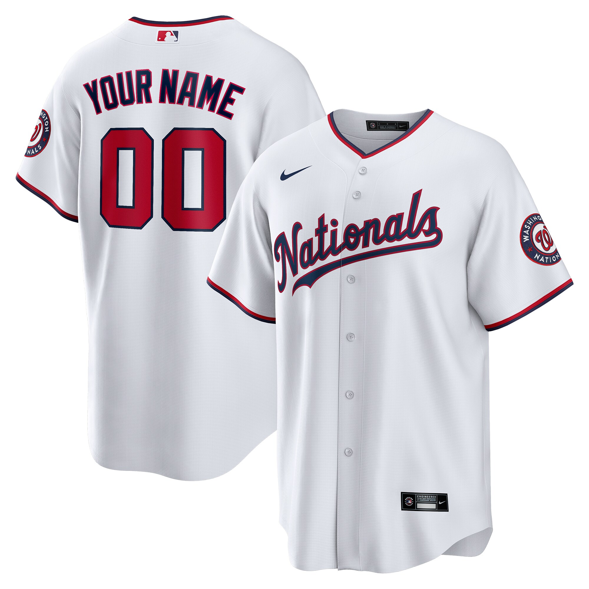 Washington Nationals Nike Replica Custom Jersey - White - PersonalJerseys