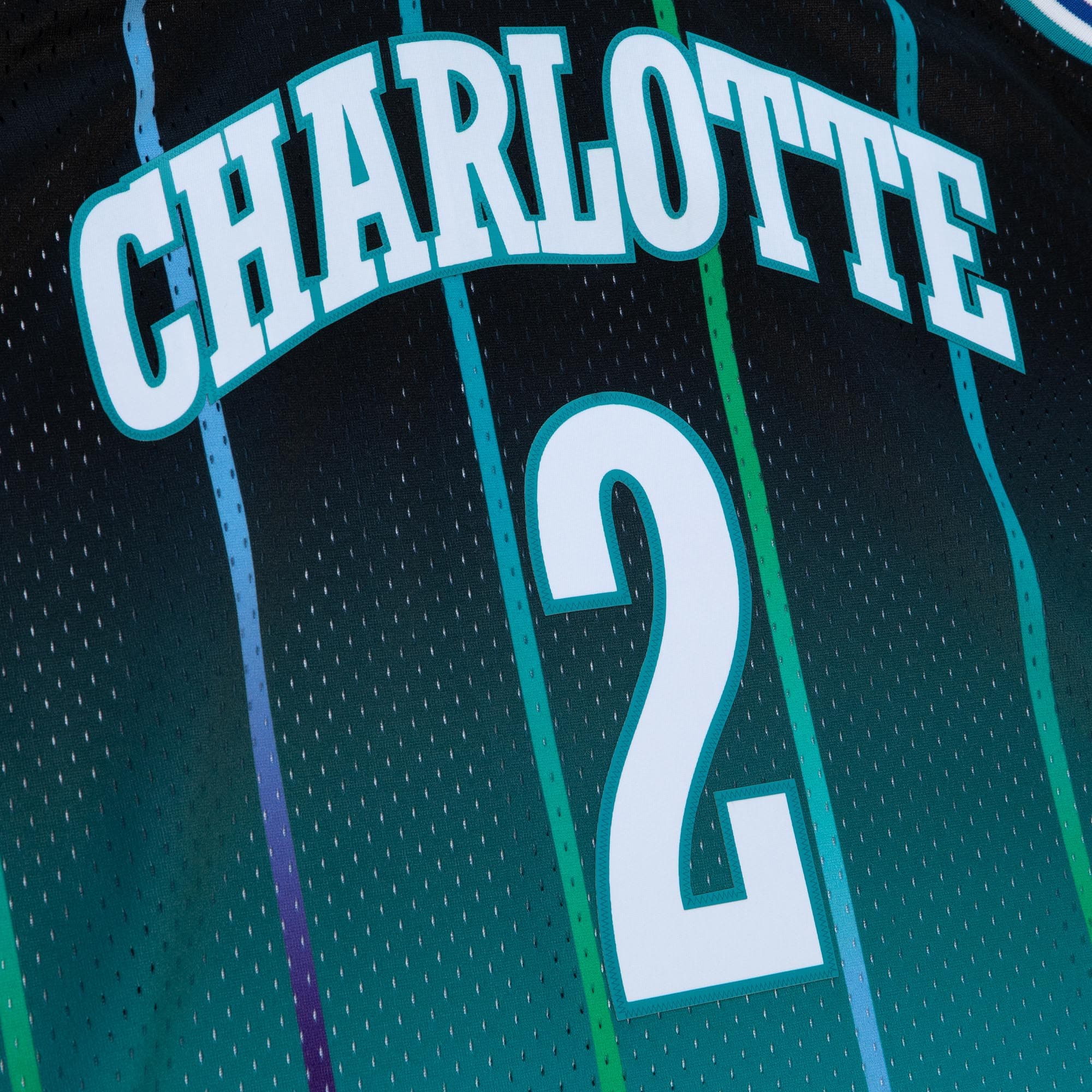 Larry Johnson Charlotte Hornets Mitchell &Ness 1992/93 Hardwood Classics Fadeaway Swingman Player Jersey - Teal/Black - PersonalJerseys