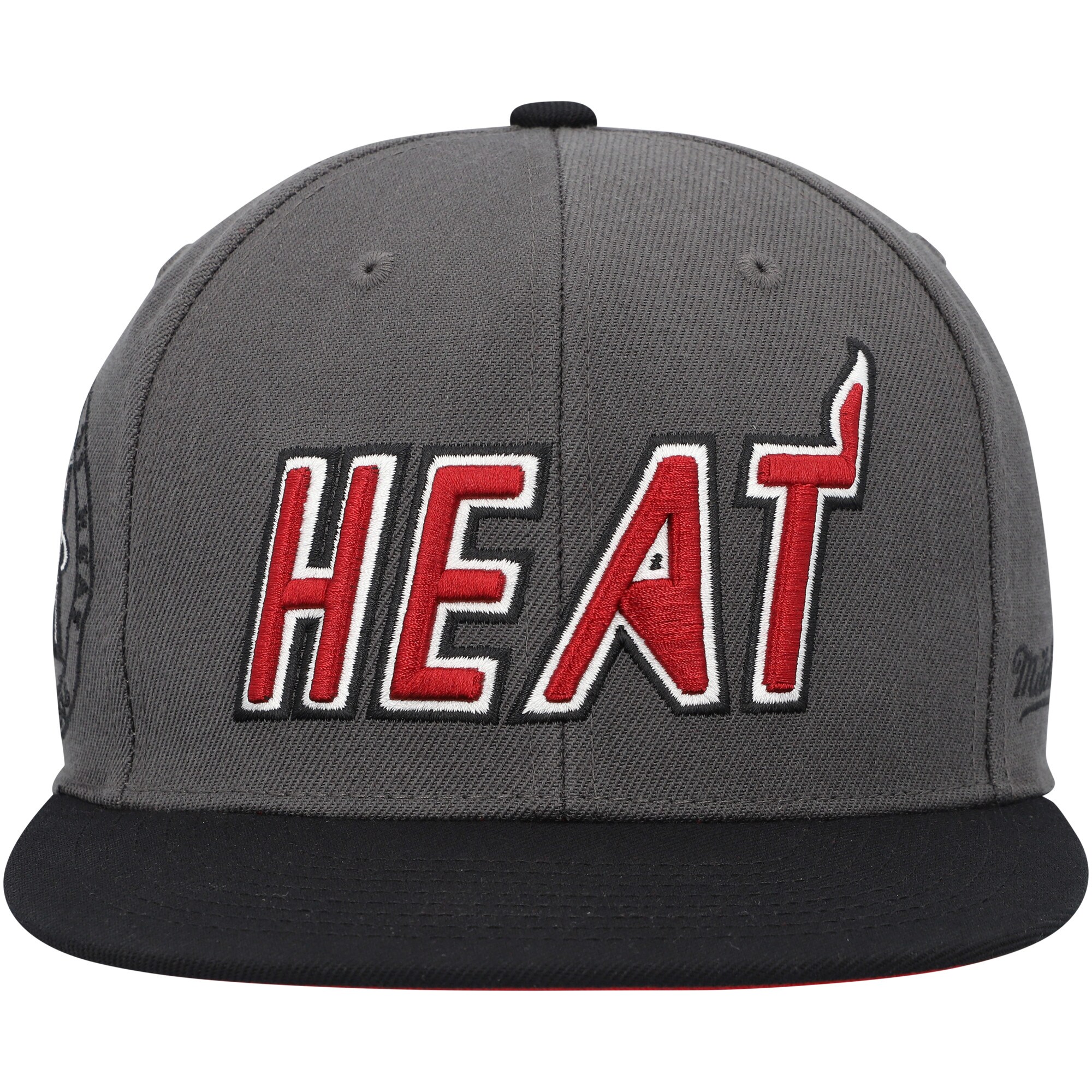 Miami Heat Mitchell & Ness Hardwood Classics 20th Anniversary Born & Bred Fitted Hat - Gray/Black - PersonalJerseys