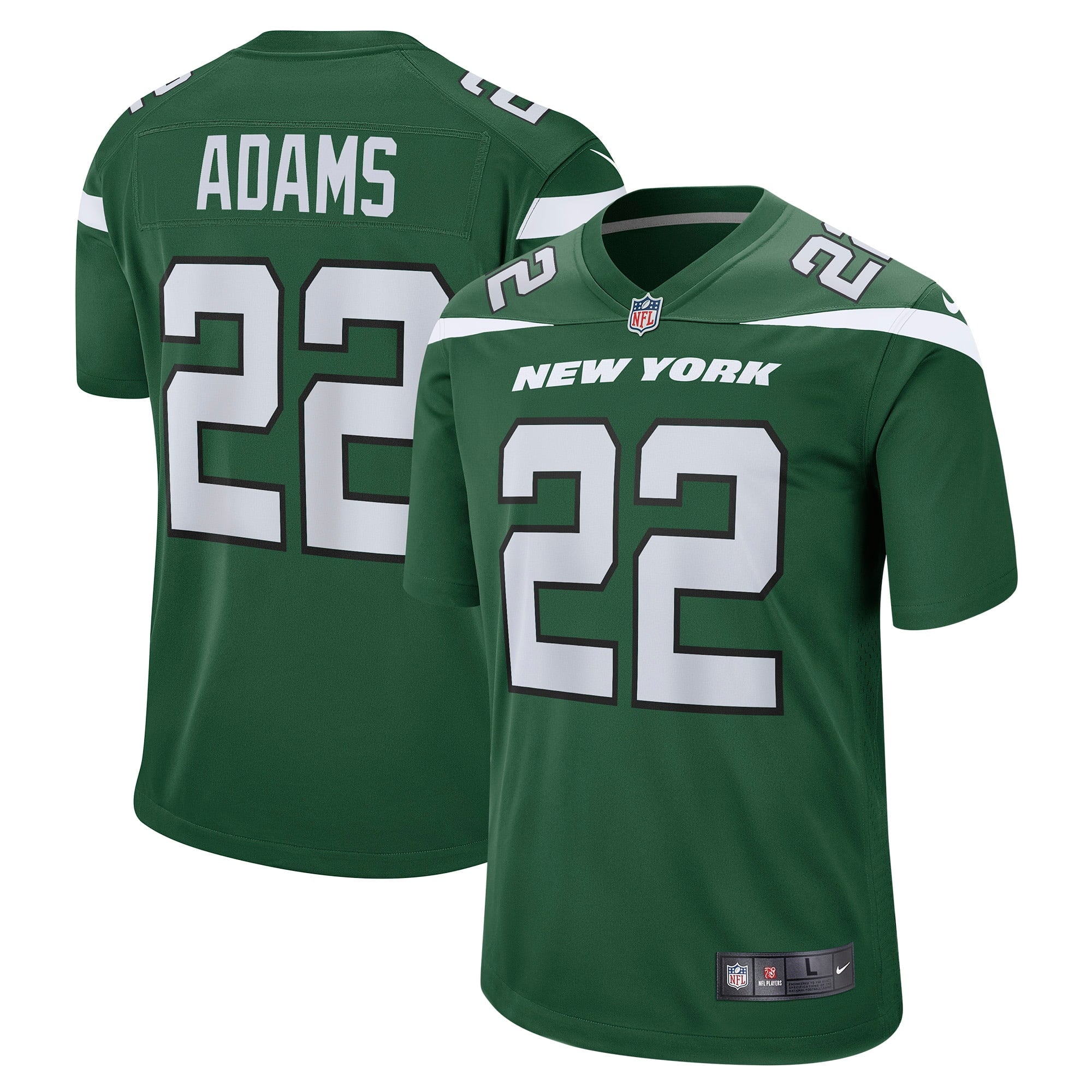 Men's Nike Tony Adams Gotham Green New York Jets Game Player Jersey - PersonalJerseys
