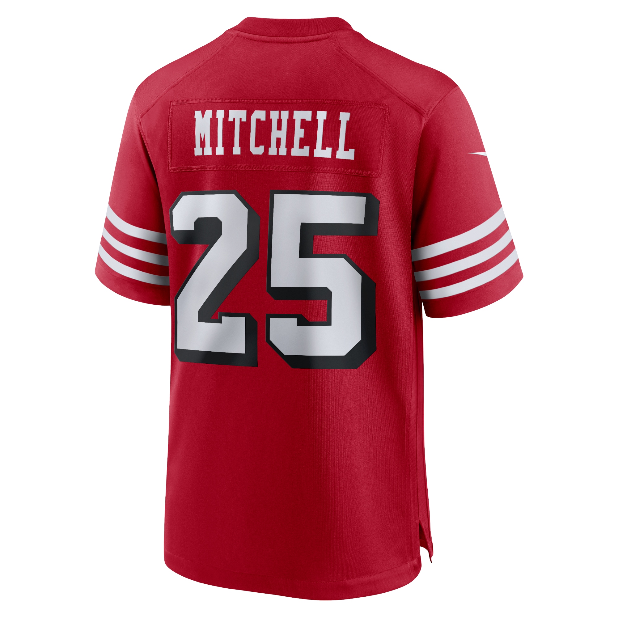 San Francisco 49ers Elijah Mitchell Scarlet Alternate Team Game Jersey for Youth Women Men - Friend Lounge Store - Shop for All Things Jerseys Sports - PersonalJerseys