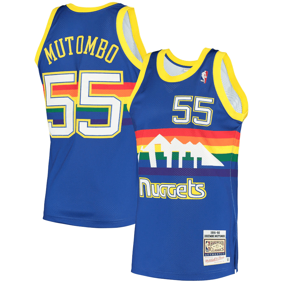 Dikembe Mutombo Denver Nuggets Mitchell & Ness 1991 Hardwood Classics Jersey - Royal - Friend Lounge Store - Shop for All Things Jerseys Sports - PersonalJerseys