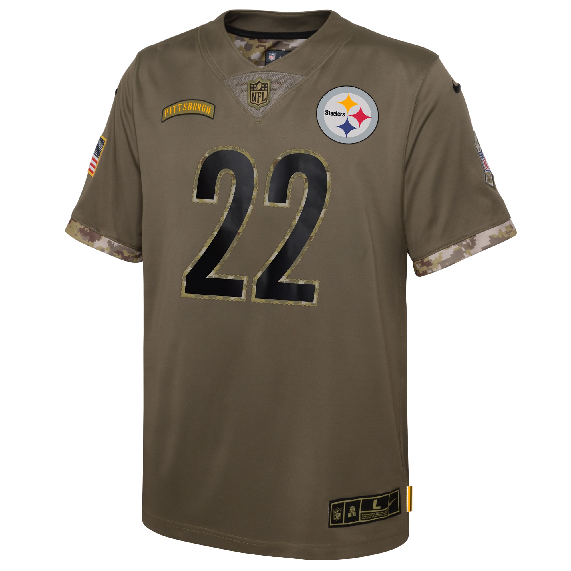 Najee Harris Pittsburgh Steelers Nike Youth 2022 Salute To Service Player Limited Jersey - Olive - PersonalJerseys