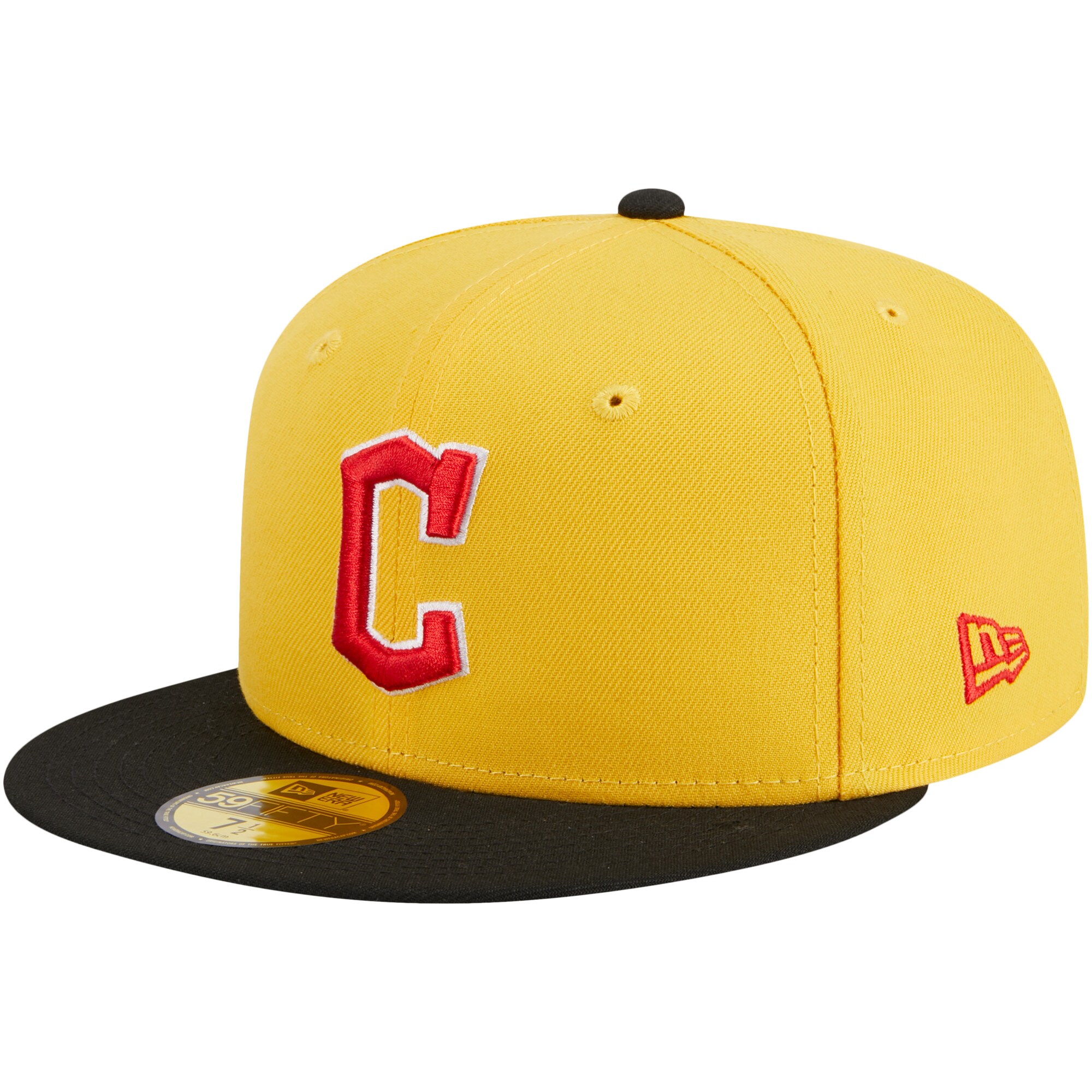 Cleveland Guardians New Era Grilled 59FIFTY Fitted Hat - Yellow/Black - PersonalJerseys