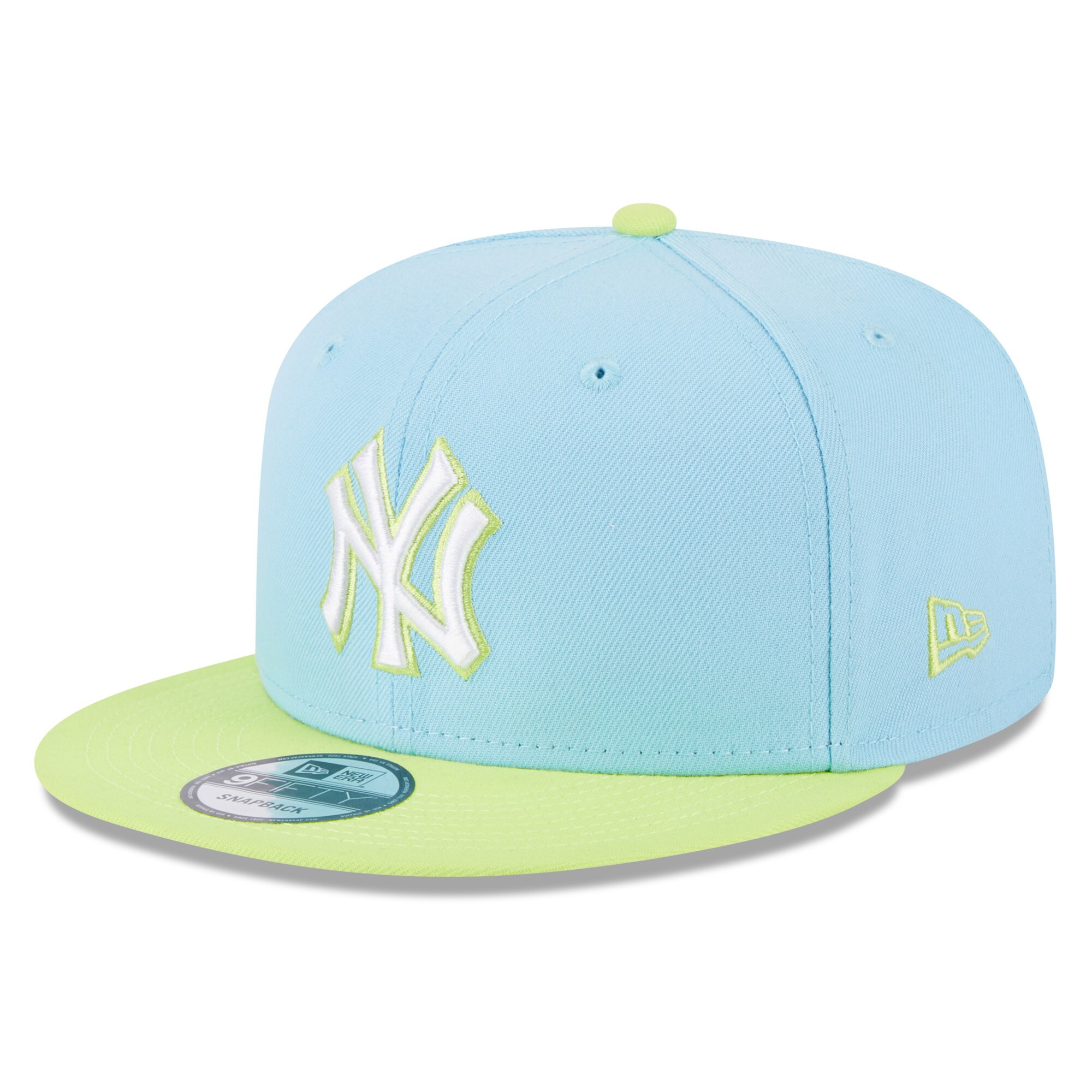 New York Yankees New Era Spring Basic Two-Tone 9FIFTY Snapback Hat - Light Blue/Neon Green - PersonalJerseys