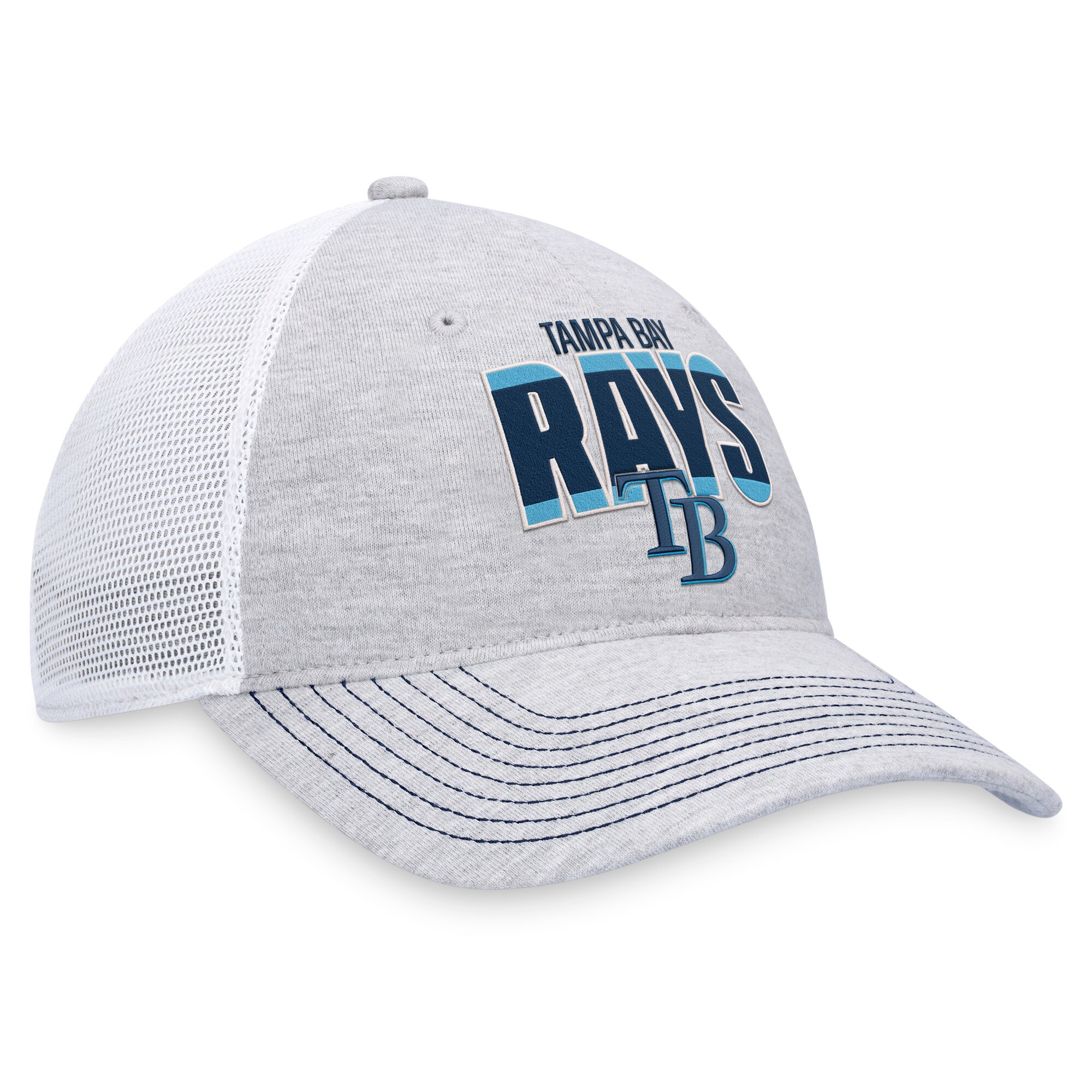 Tampa Bay Rays Fanatics Branded Logo Trucker Adjustable Hat - Heather Gray/White - PersonalJerseys