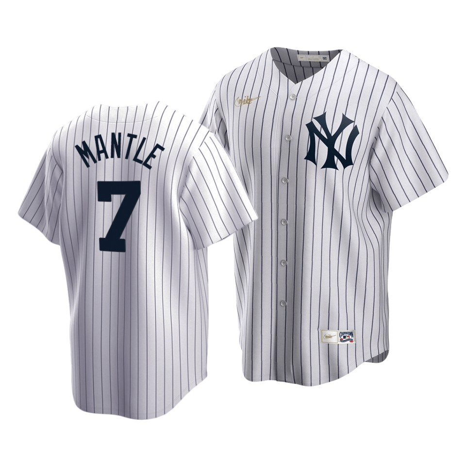 Men's New York Yankees Mickeyy Mantle #7 Cooperstown Collection White Home Jersey - Friend Lounge Store - Shop for All Things Jerseys Sports - PersonalJerseys