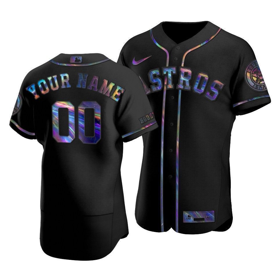 Men's Houston Astros Custom #00 Iridescent Logo Holographic Limited Jersey Black - Friend Lounge Store - Shop for All Things Jerseys Sports - PersonalJerseys