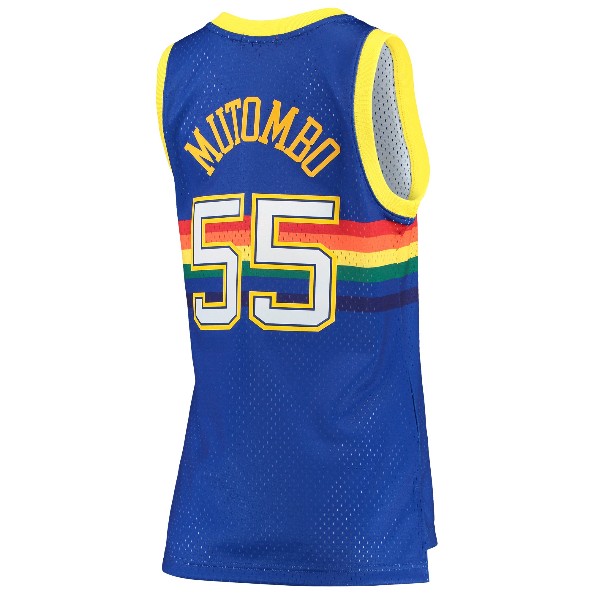 Dikembe Mutombo Denver Nuggets Mitchell &Ness Women's Royal 1991-92 Hardwood Classics Swingman Jersey - PersonalJerseys