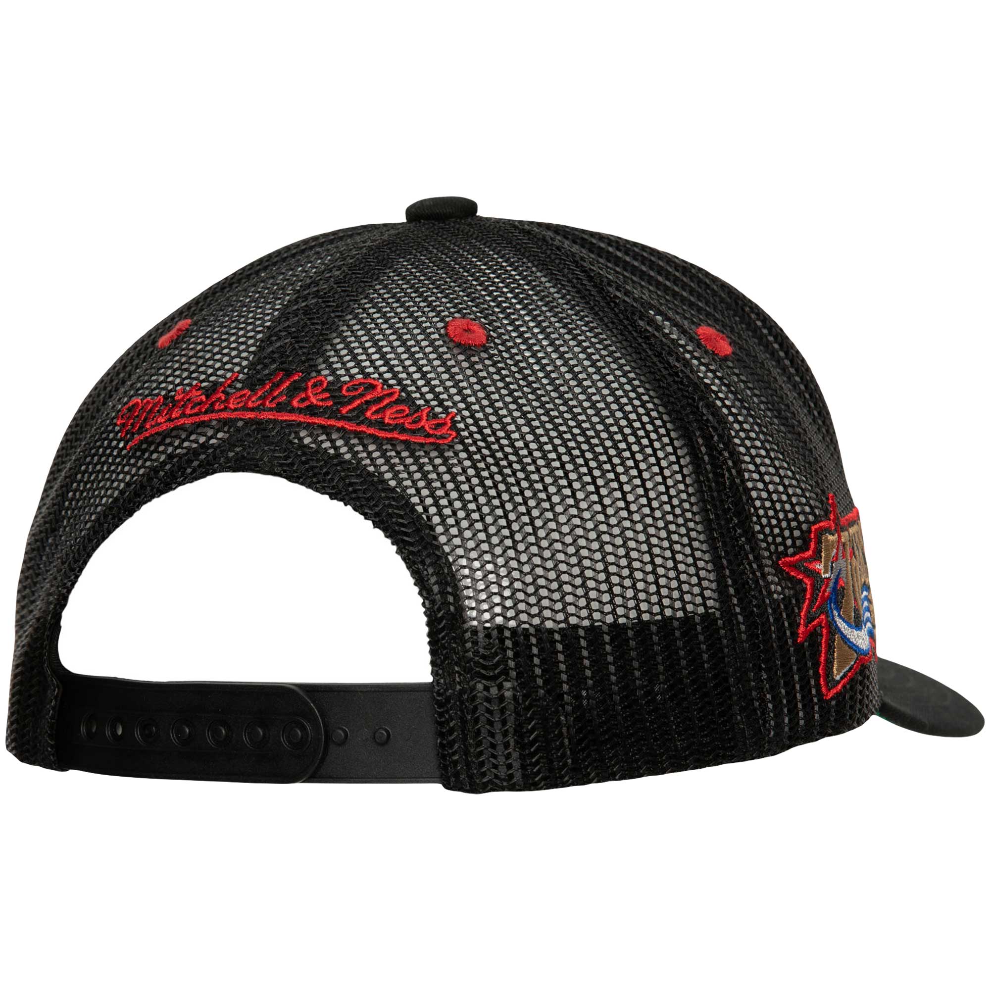 Philadelphia 76ers Mitchell & Ness Team Seal Trucker Snapback Hat - Black - PersonalJerseys
