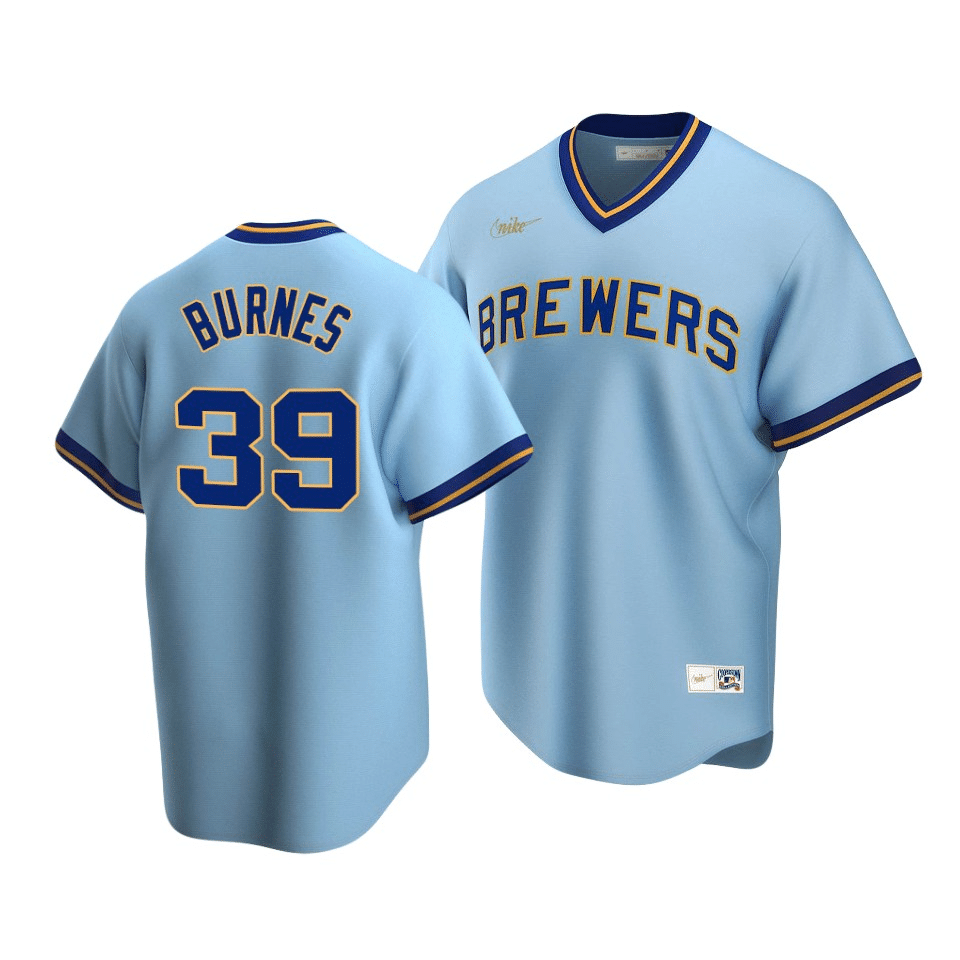 Men's Milwaukee Brewers Corbin Burnes #39 Cooperstown Collection Powder Blue Road Jersey - Friend Lounge Store - Shop for All Things Jerseys Sports - PersonalJerseys