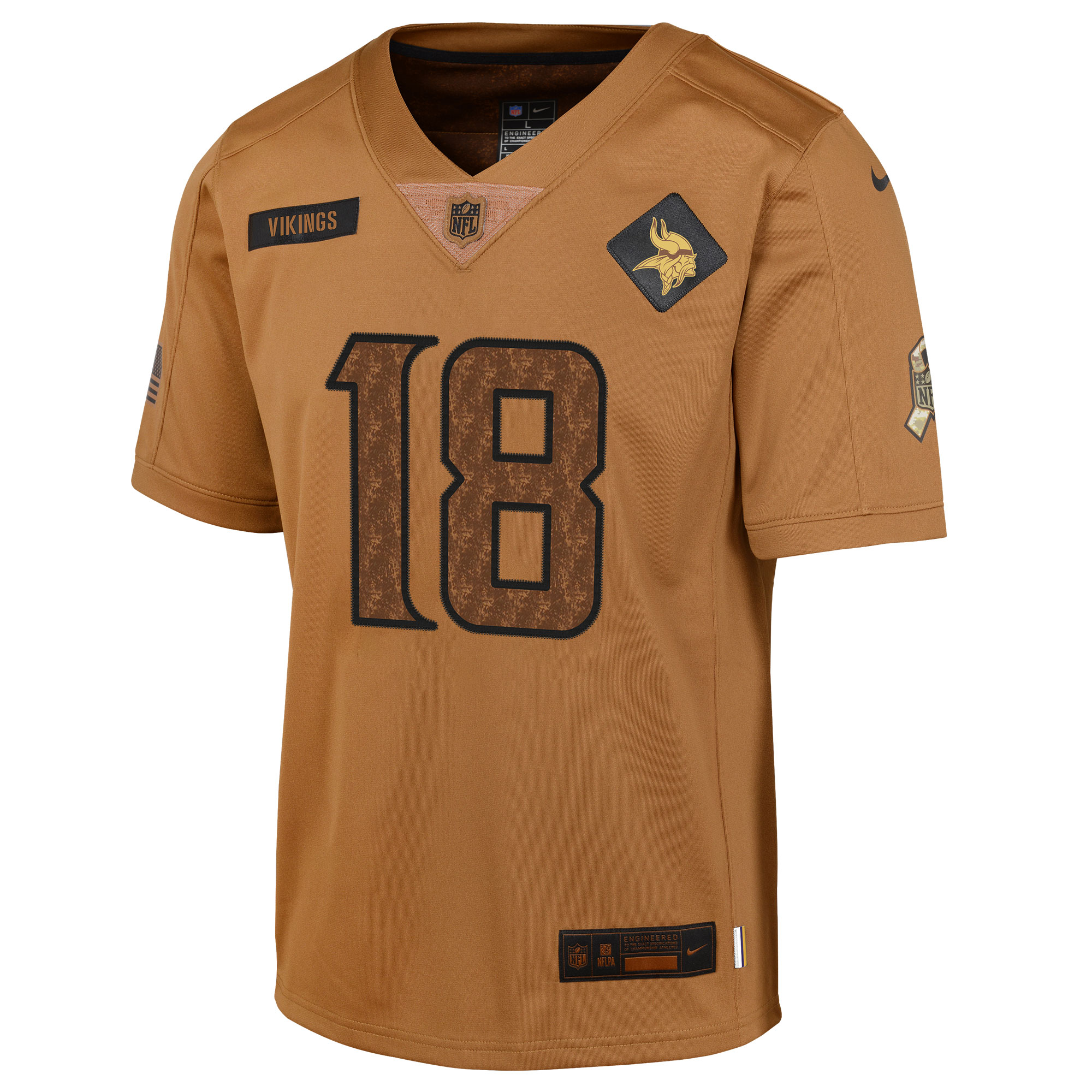 Justin Jefferson Minnesota Vikings Nike Youth 2023 Salute To Service Limited Jersey - Brown - PersonalJerseys