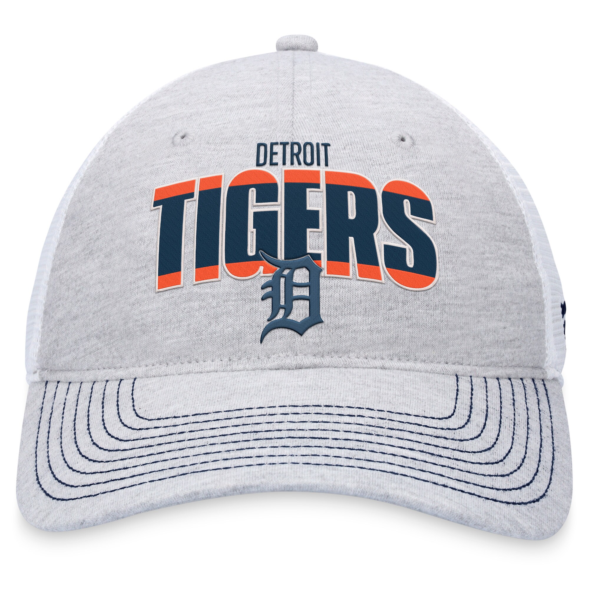 Detroit Tigers Fanatics Branded Logo Trucker Adjustable Hat - Heather Gray/White - PersonalJerseys