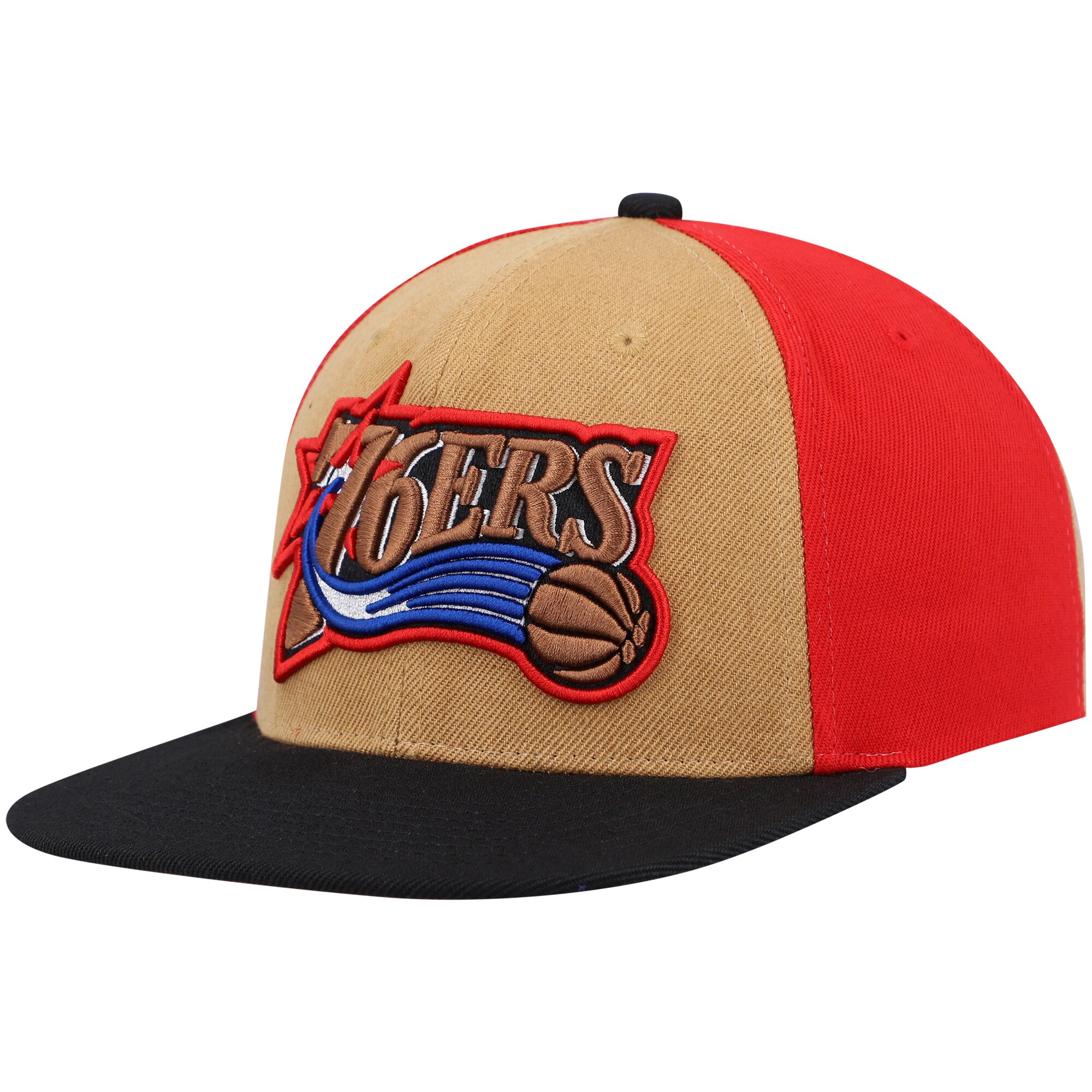 Philadelphia 76ers Mitchell & Ness Hardwood Classics On The Block Snapback Hat - Gold/Black - PersonalJerseys