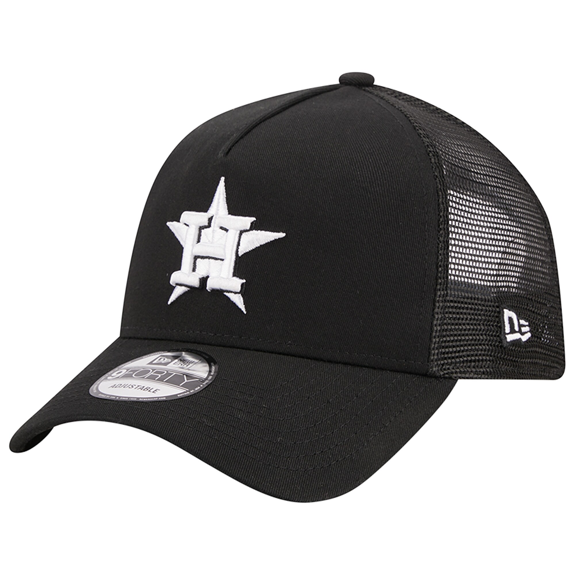 Houston Astros New Era A-Frame 9FORTY Trucker Adjustable Hat - Black - PersonalJerseys