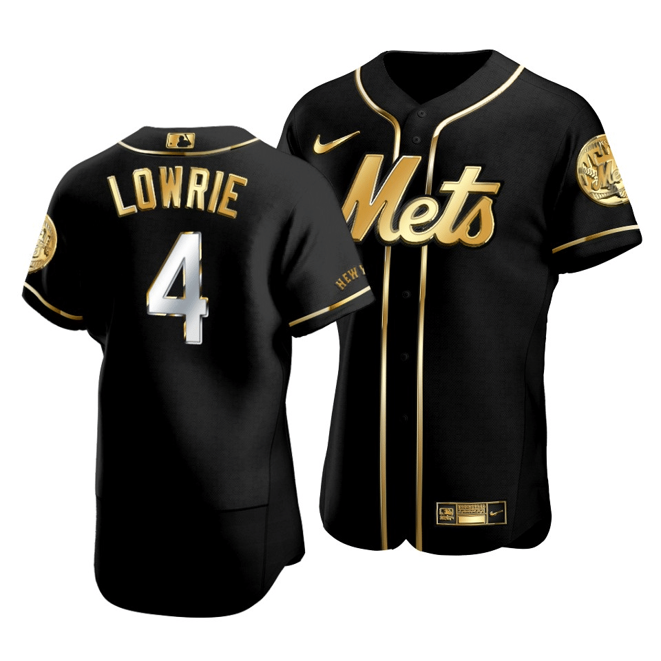 Men's New York Mets Jed Lowrie #4 Golden Edition Black Jersey - Friend Lounge Store - Shop for All Things Jerseys Sports - PersonalJerseys