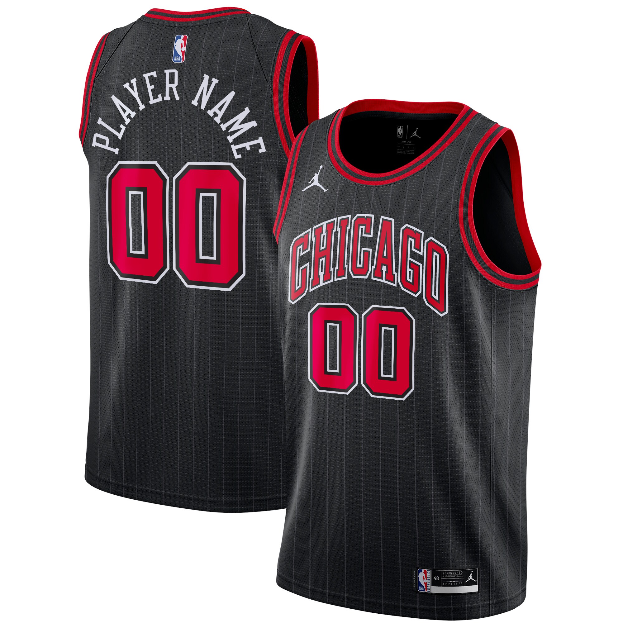 Chicago Bulls Jordans Brand Swingman Custom Jersey - Statement Edition - Black - PersonalJerseys