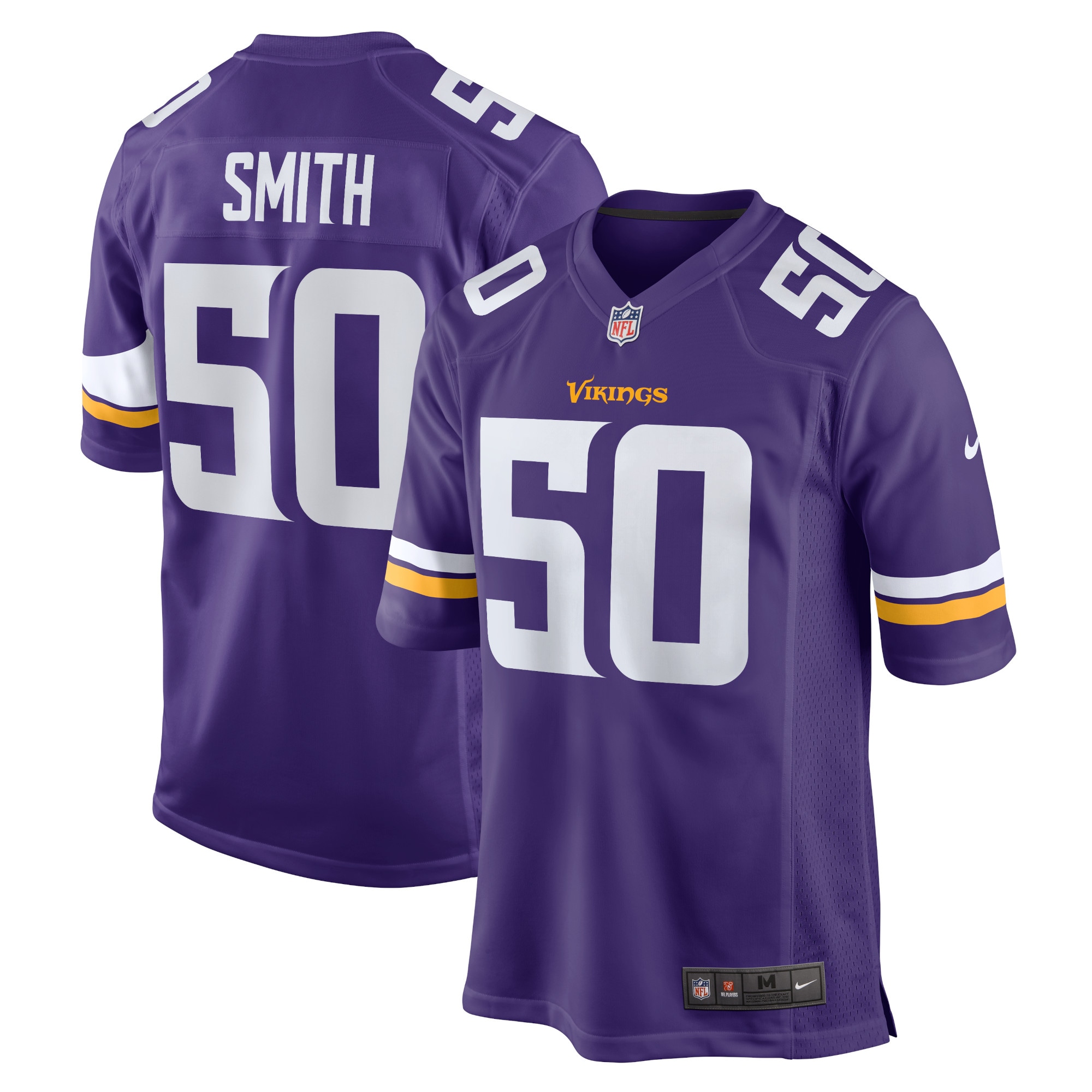 TJ Smith Minnesota Vikings Nike Home Game Player Jersey - Purple - PersonalJerseys