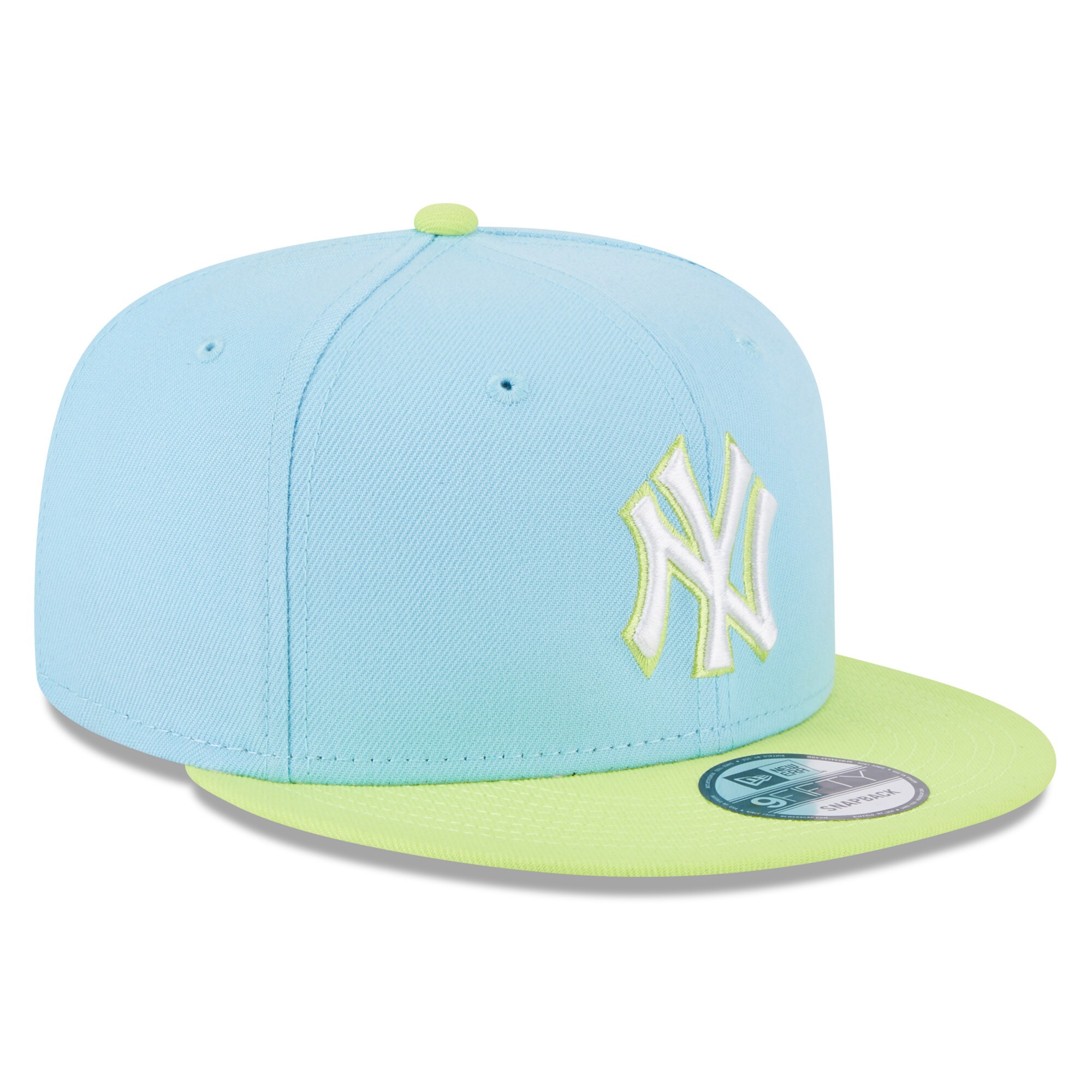 New York Yankees New Era Spring Basic Two-Tone 9FIFTY Snapback Hat - Light Blue/Neon Green - PersonalJerseys