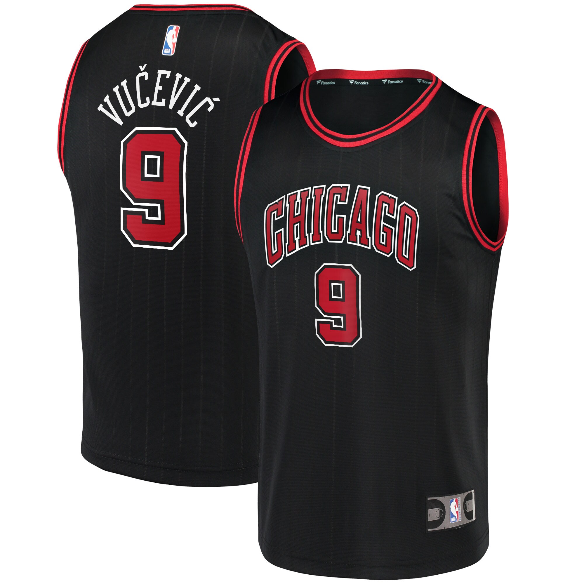 Nikola Vucevic Chicago Bulls Fanatics Branded Fast Break Replica Player Jersey - Statement Edition - Black - PersonalJerseys