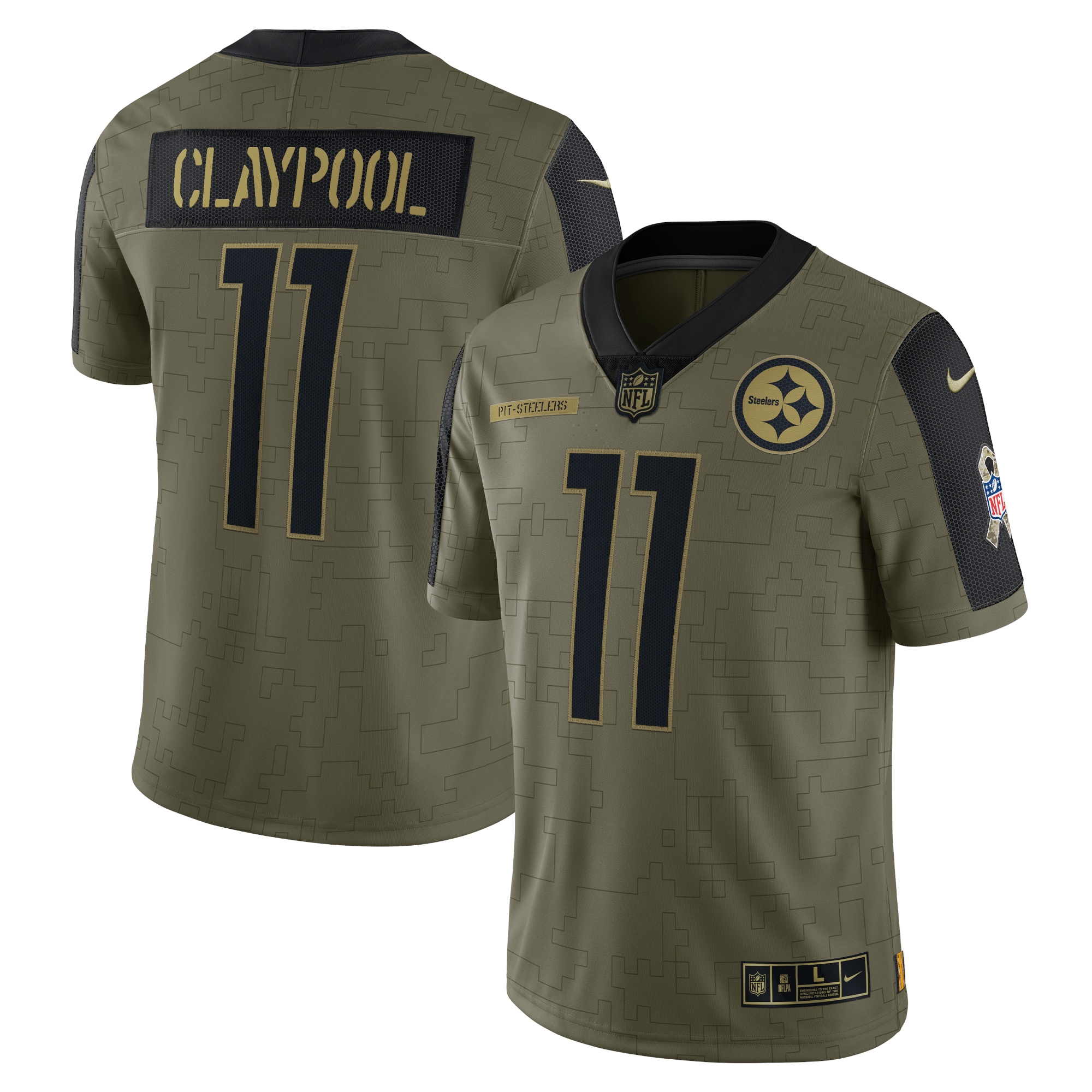 Chase Claypool Pittsburgh Steelers Nike 2021 Salute To Service Limited Player Jersey - Olive - PersonalJerseys
