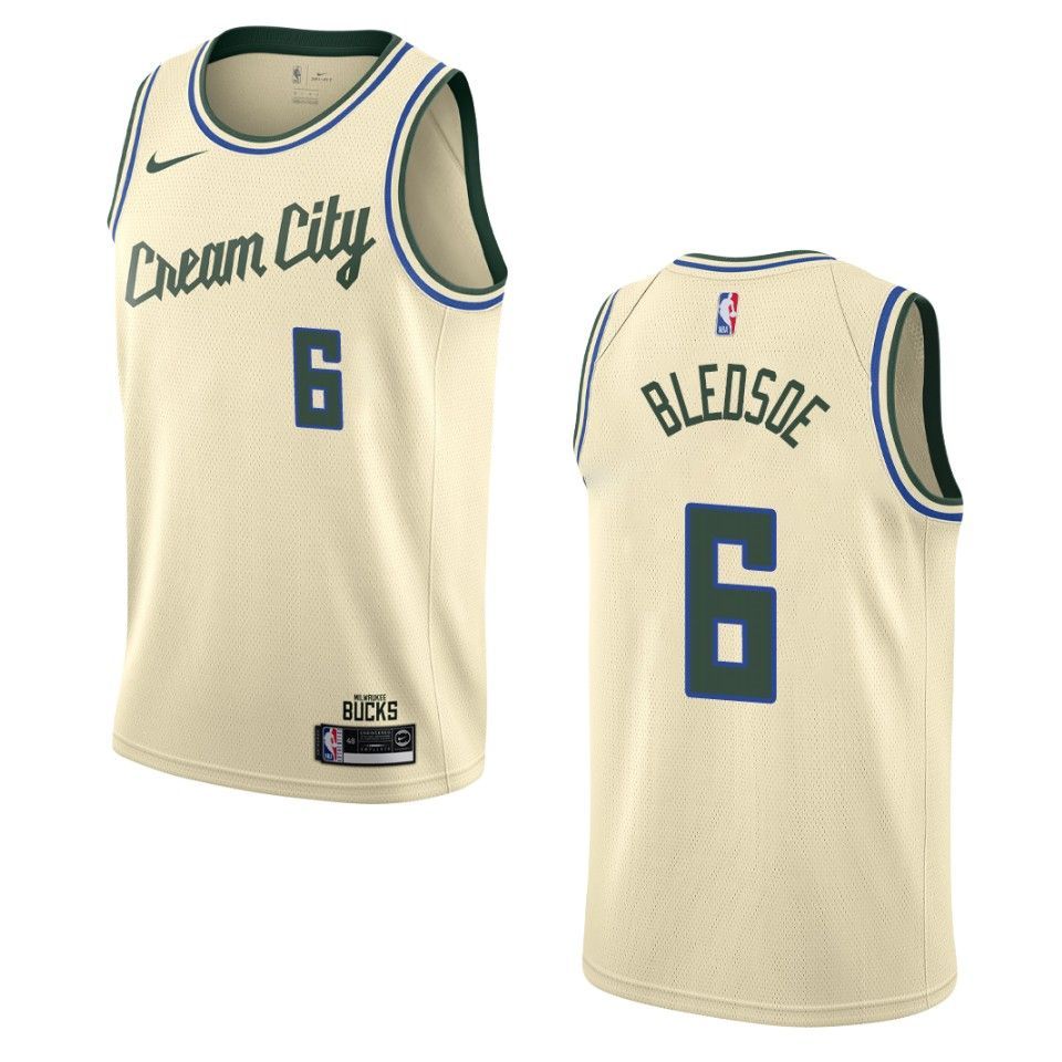 2019-20 Men's Milwaukee Bucks #6 Eric Bledsoe City Edition Swingman Jersey - Cream - Friend Lounge Store - Shop for All Things Jerseys Sports - PersonalJerseys