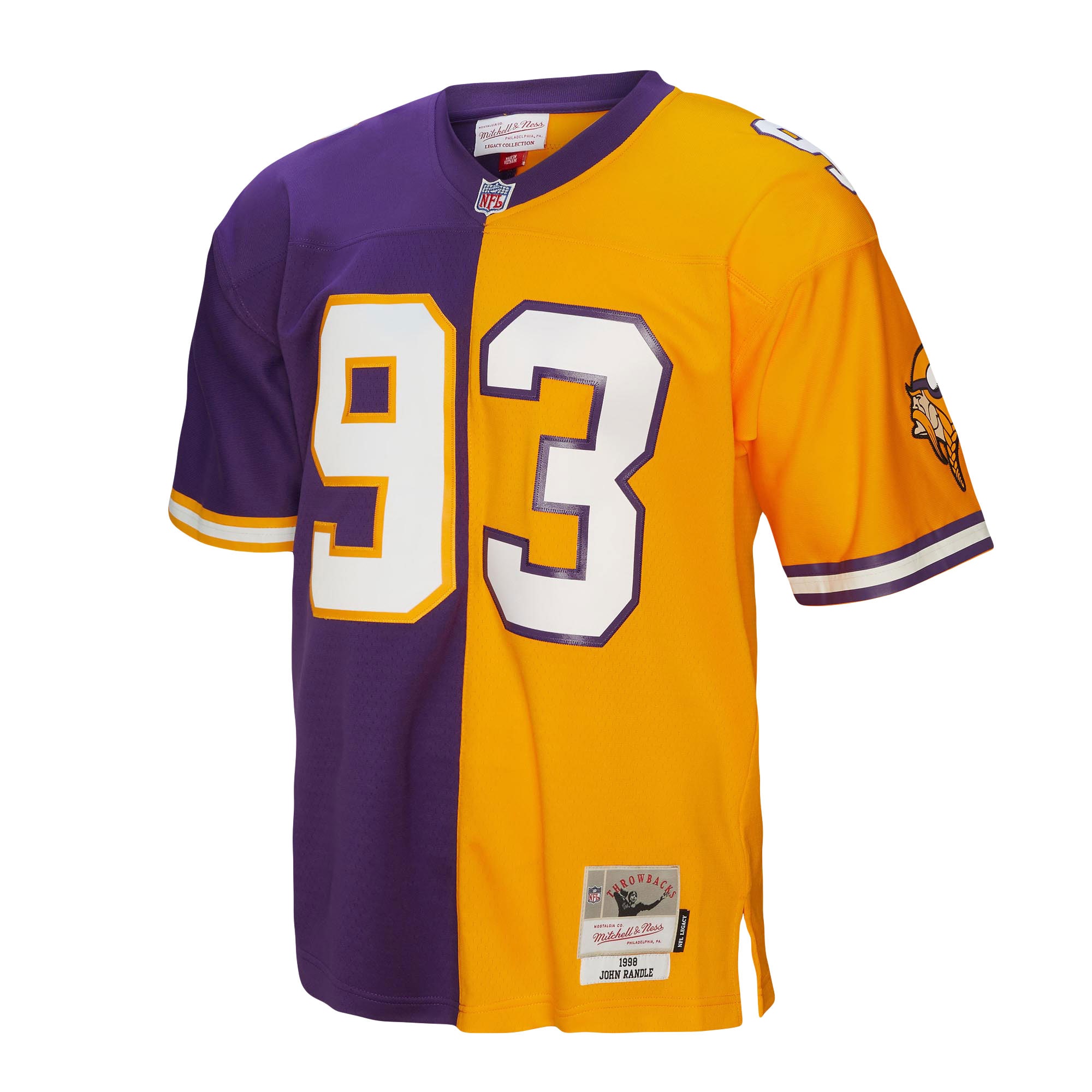 John Randle Minnesota Vikings Mitchell & Ness 1998 Split Legacy Replica Jersey - Purple/Gold - PersonalJerseys