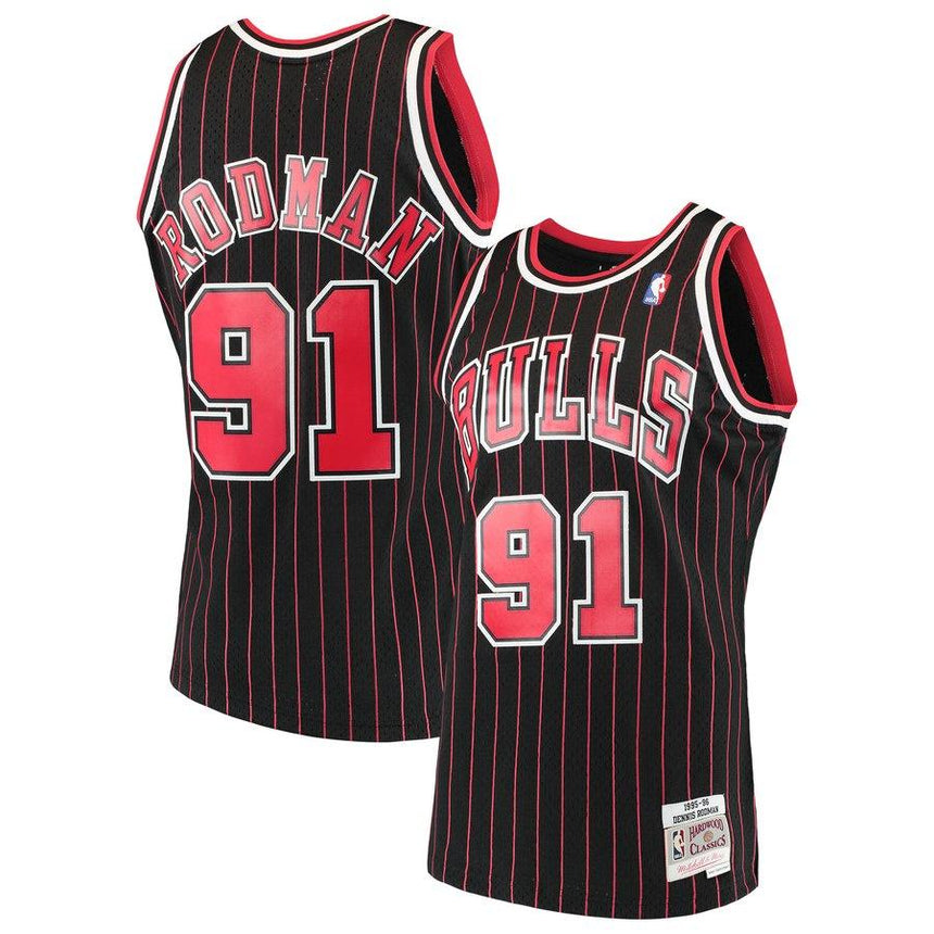 Men's Chicago Bulls Dennis Rodman Mitchell &Ness Black 1995-96 Hardwood Classics Swingman Jersey - PersonalJerseys