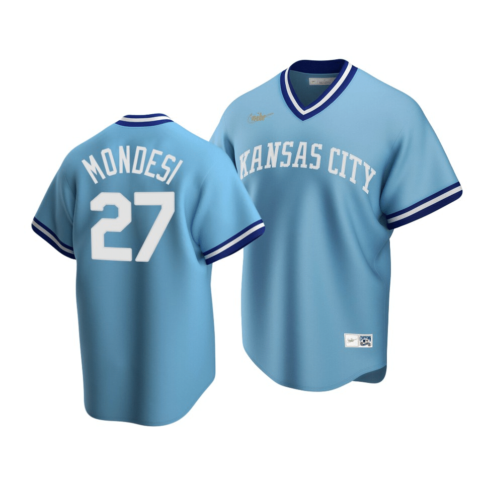 Men's Kansas City Royals Adalberto Mondesi #27 Cooperstown Collection Light Blue Road Jersey - Friend Lounge Store - Shop for All Things Jerseys Sports - PersonalJerseys