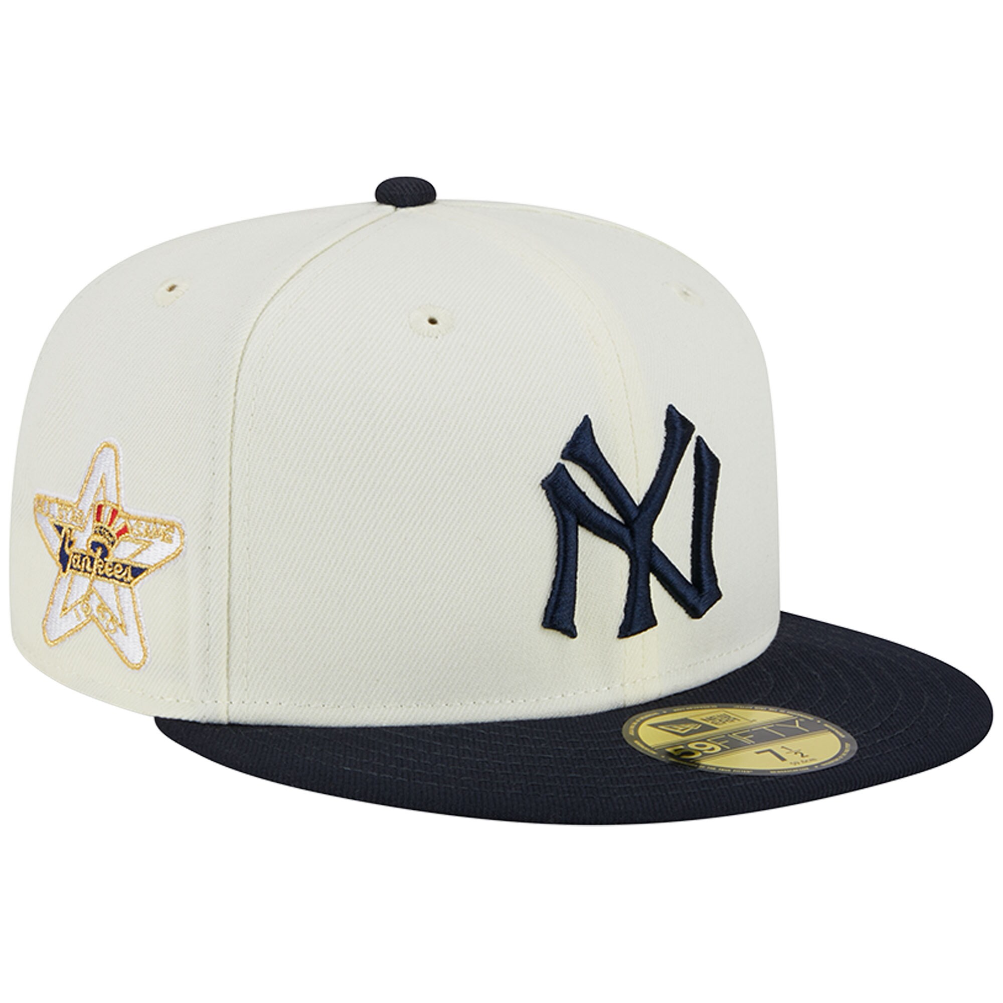 New York Yankees New Era Retro 59FIFTY Fitted Hat - Stone/Navy - PersonalJerseys