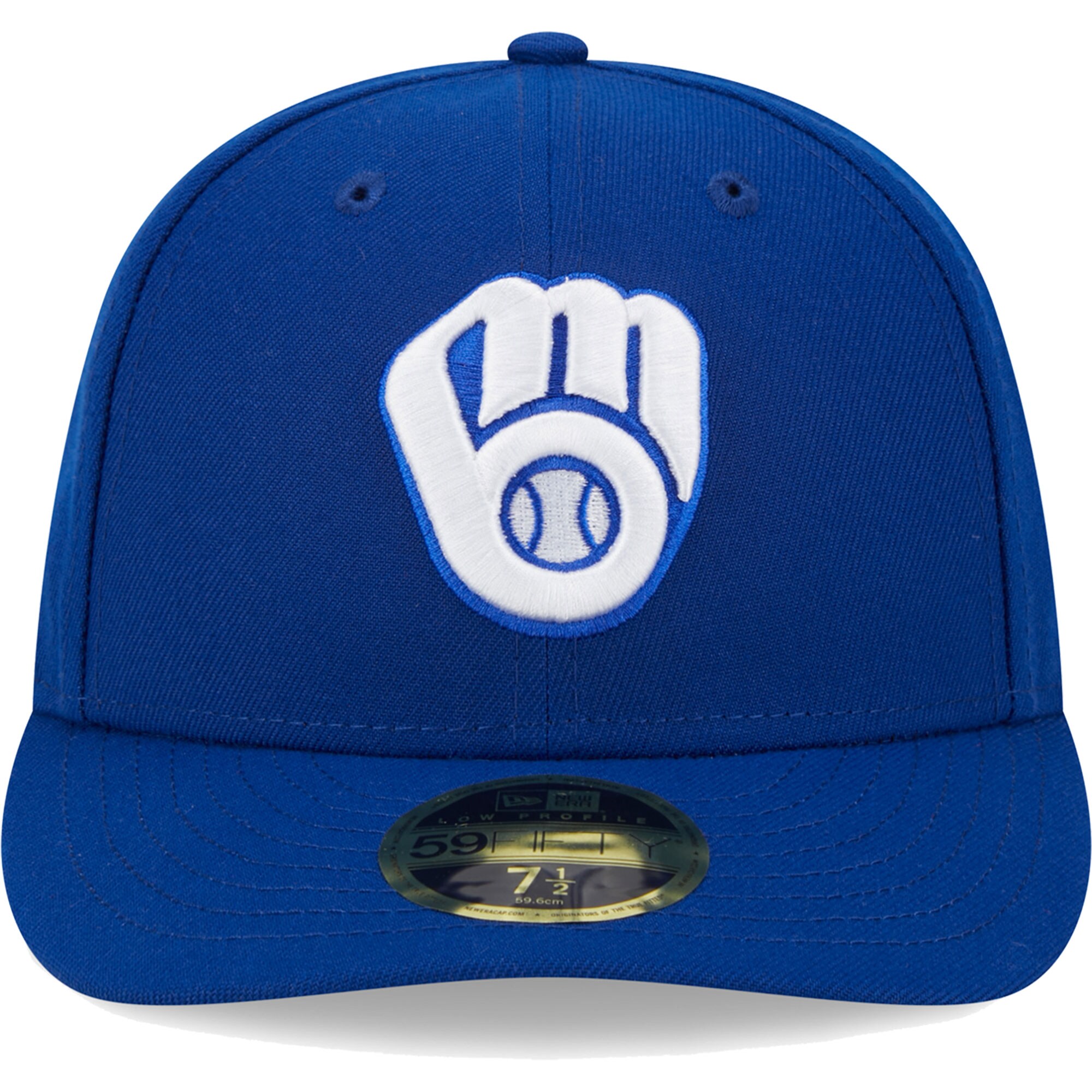Milwaukee Brewers New Era White Logo Low Profile 59FIFTY Fitted Hat - Royal - PersonalJerseys