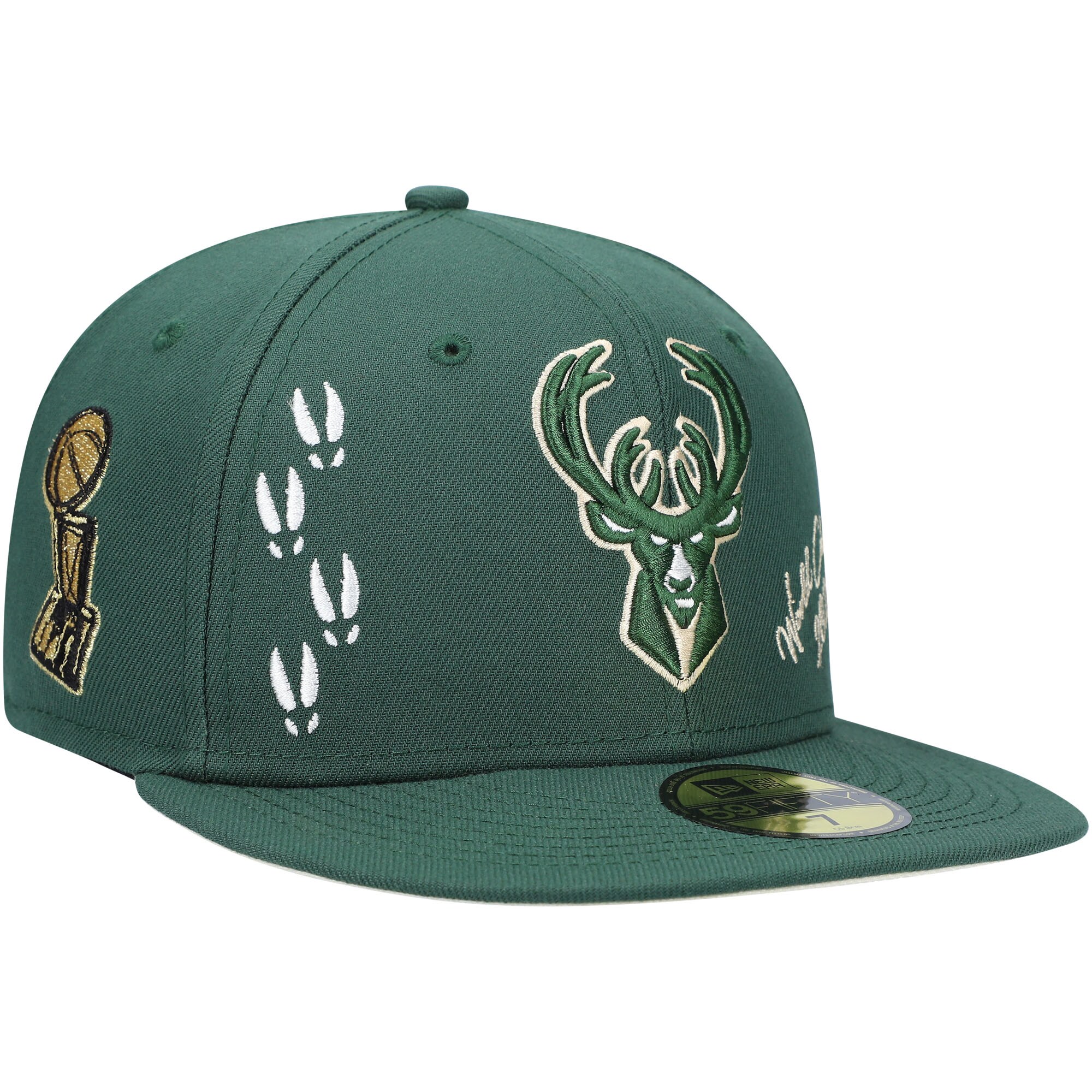 Milwaukee Bucks New Era 2021 NBA Finals Champions Icon 59FIFTY Fitted Hat - Hunter Green - PersonalJerseys