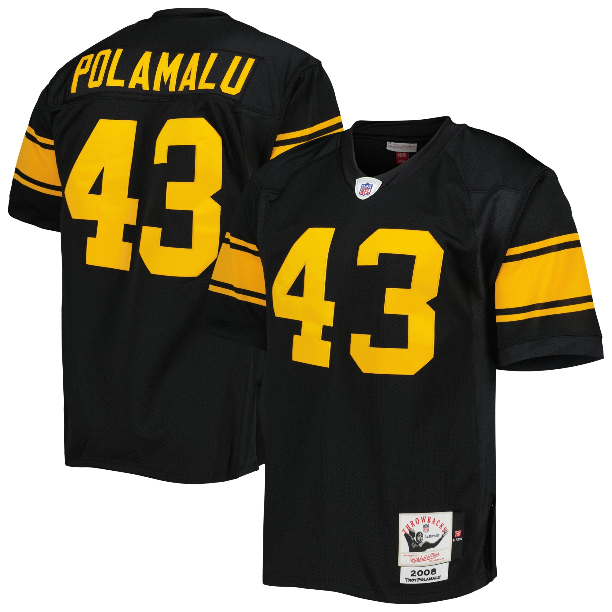 Troy Polamalu Pittsburgh Steelers Mitchell & Ness 2008 Alternate Authentic Retired Player Jersey - Black - PersonalJerseys