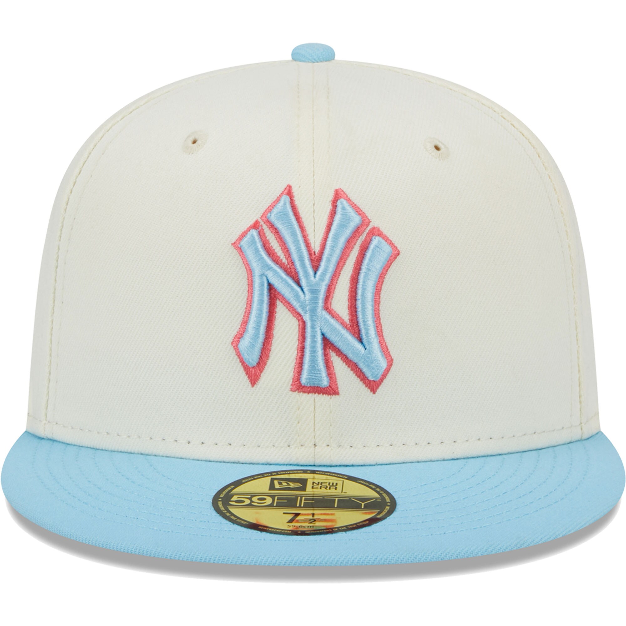 New York Yankees New Era Spring Color Two-Tone 59FIFTY Fitted Hat - Cream/Light Blue - PersonalJerseys