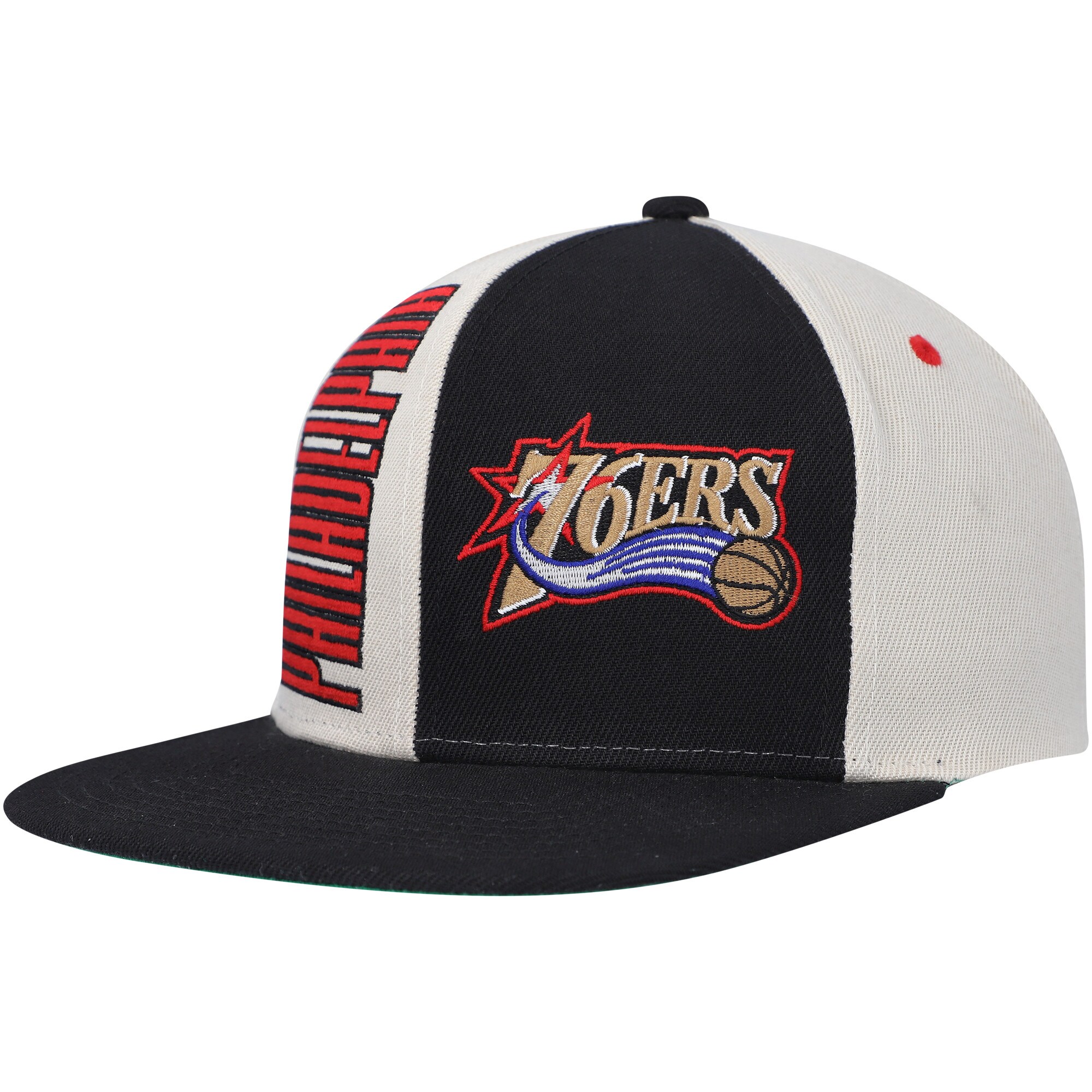 Philadelphia 76ers Mitchell & Ness Hardwood Classics Pop Snapback Hat - Cream - PersonalJerseys