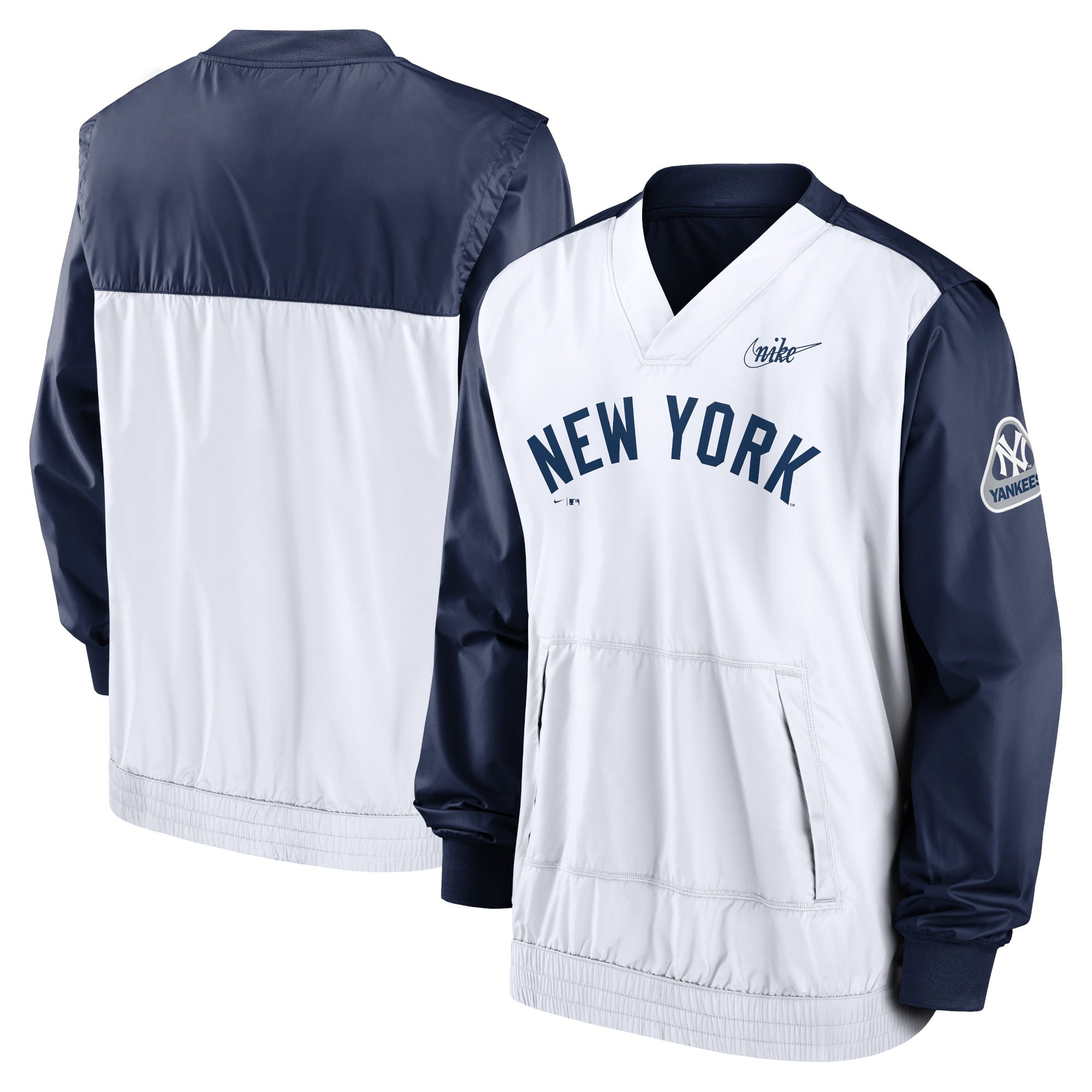 Men's Nike Navy/White New York Yankees Cooperstown Collection V-Neck Pullover Windbreaker - PersonalJerseys